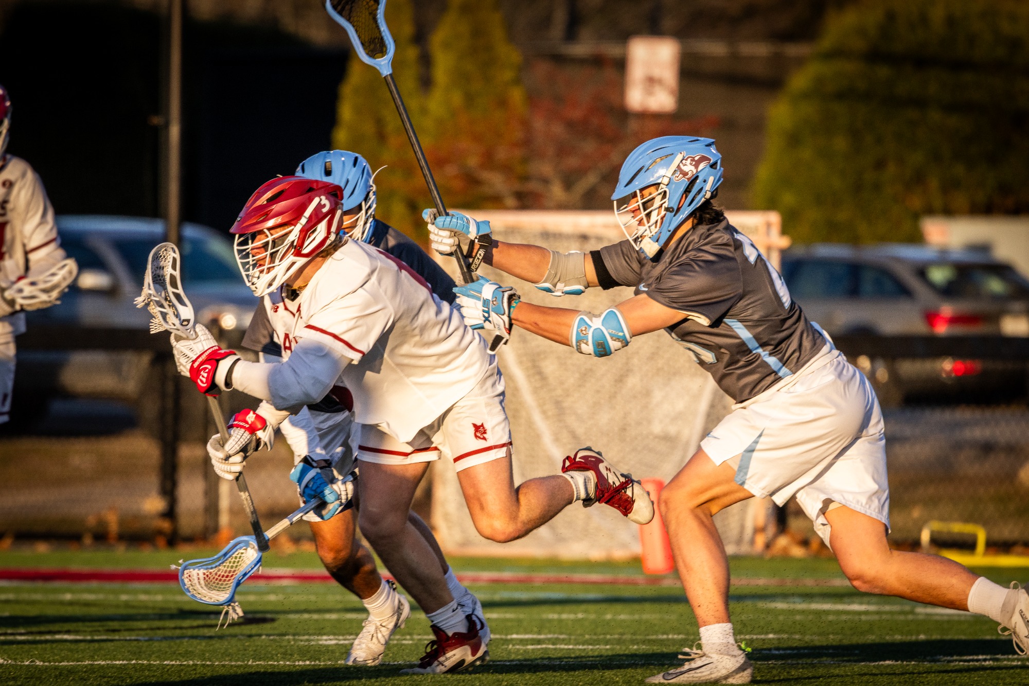 Lewiston, Maine – Garcelon Field (Bates College) -- Bates Mens Lacrosse loses 10-14 against Tufts University mens lacrosse at home. (Sammy Weidenthal for Bates College)