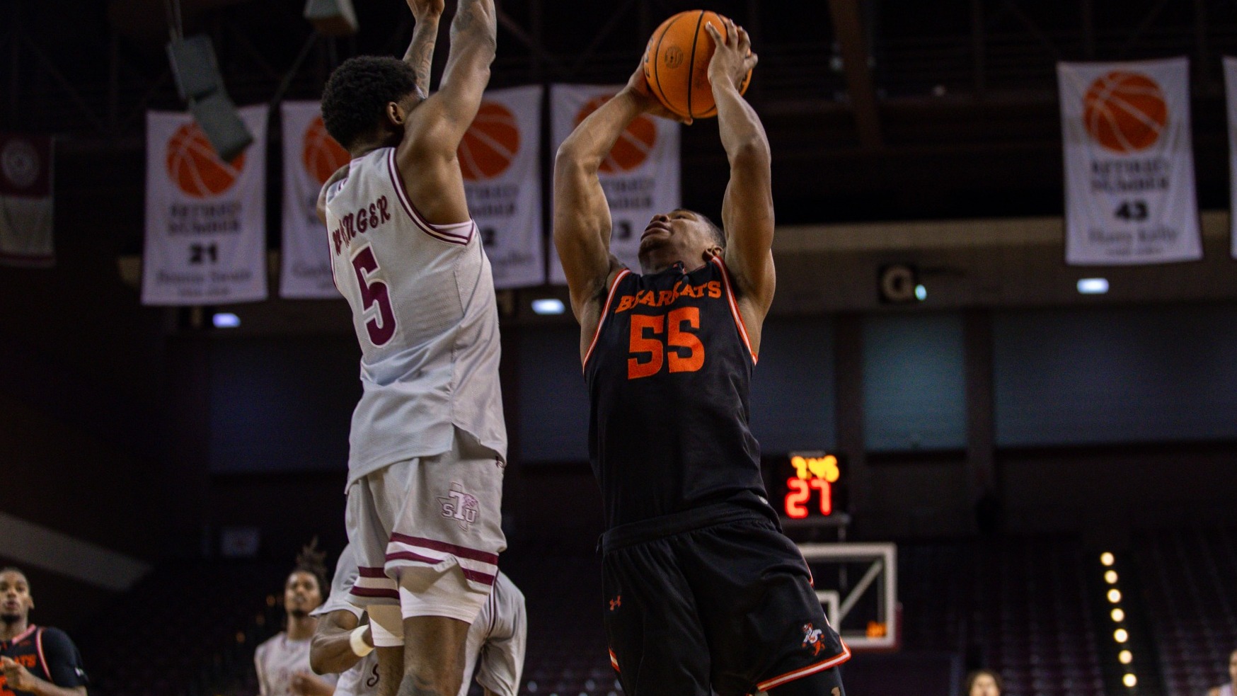 Jacob Walker goes up for a shot against Texas Southern