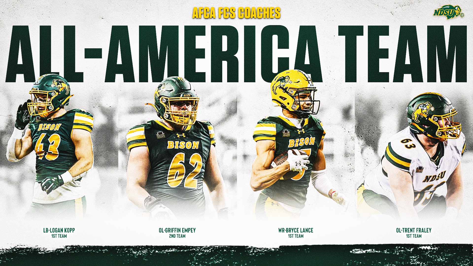 Graphic of NDSU's 2025 AFCA FCS All-Americans