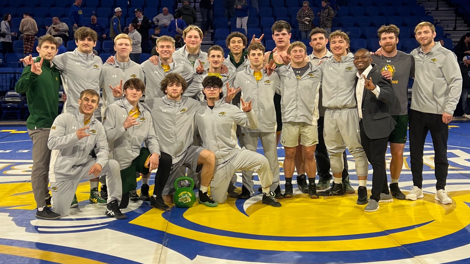 NDSU Wrestling Team Photo With Border Bell
