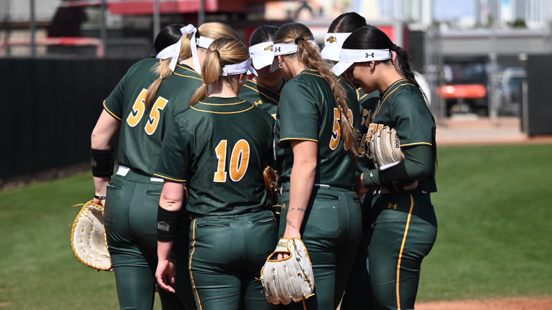 NDSU Softball Infield Huddle
