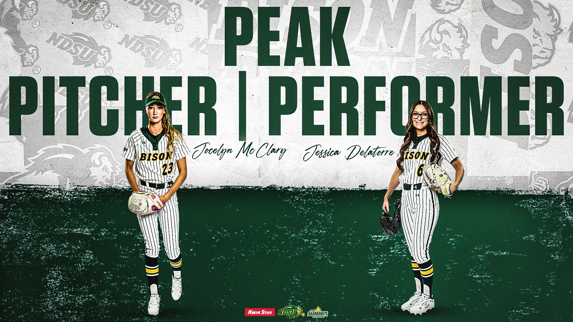 Jocelyn McClary and Jessica Delatorre Summit League Peak Pitcher/Performer of the Week
