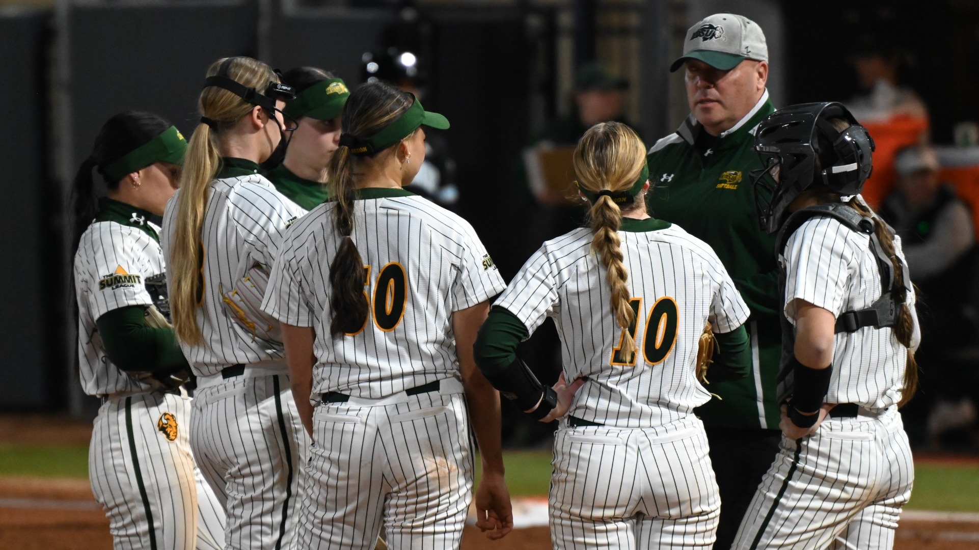 Softball Team Huddle With Darren Mueller