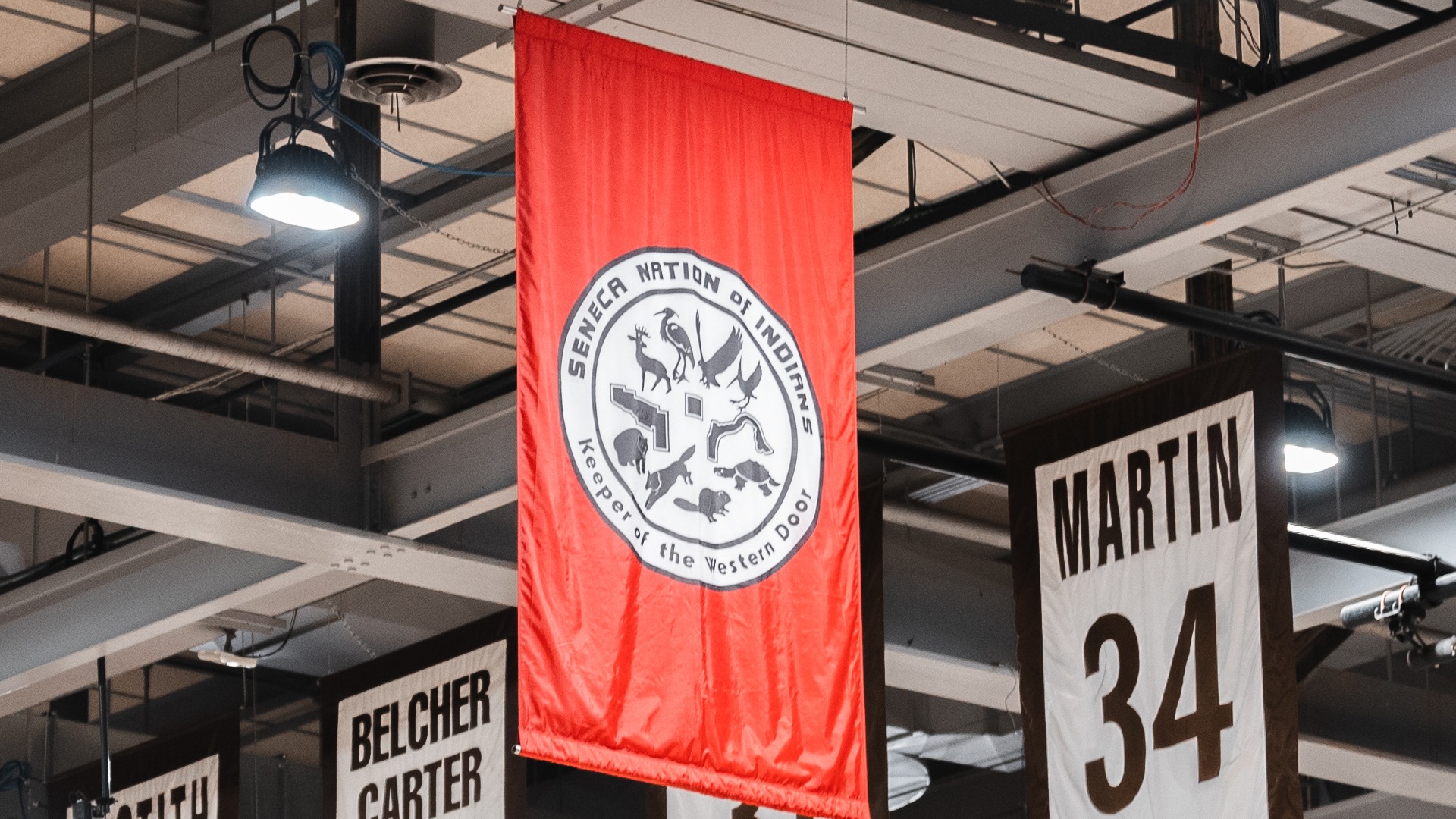 Seneca Nation flag in Reilly Center