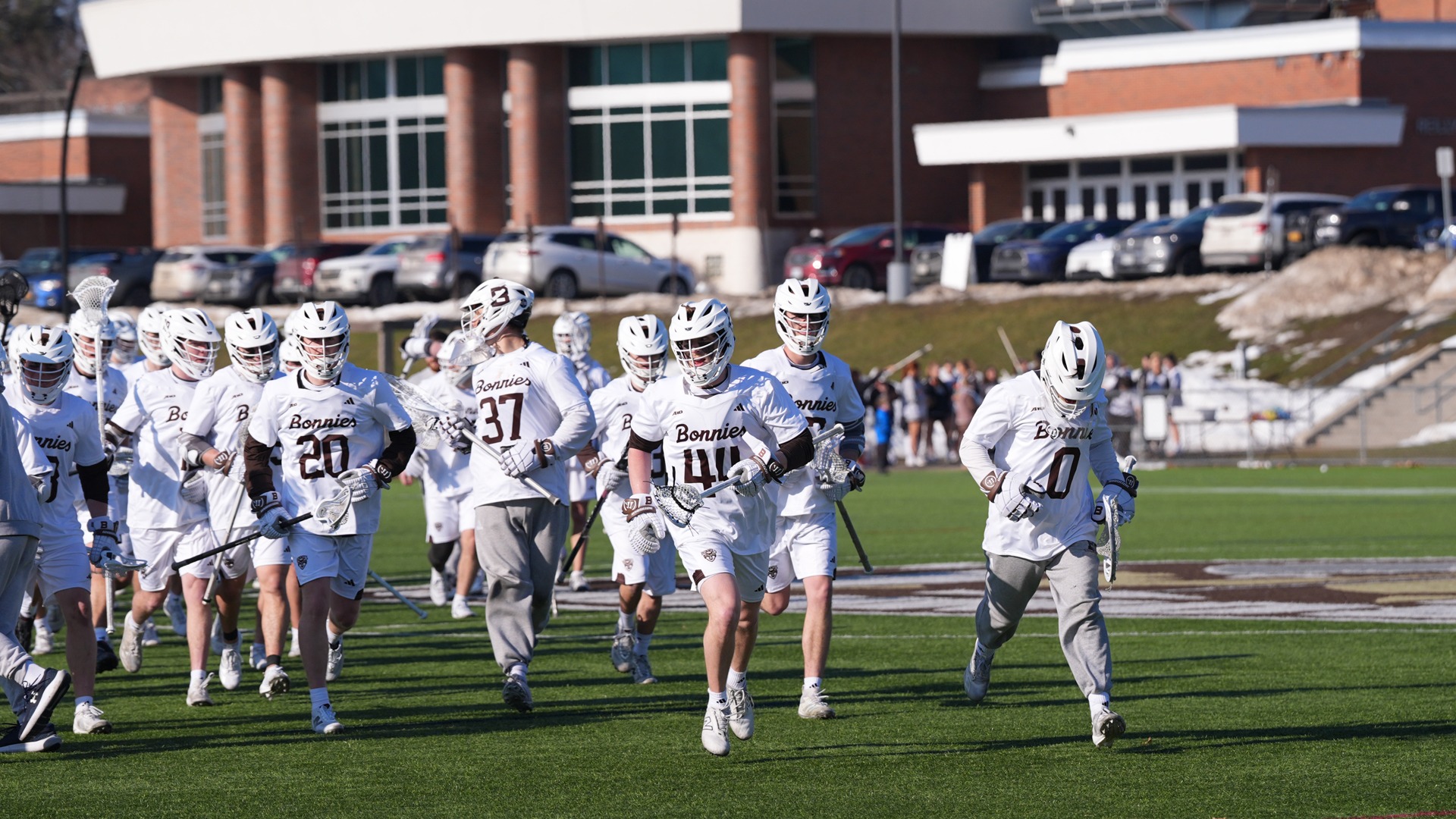 St. Bonaventure men's lacrosse postgame celebration