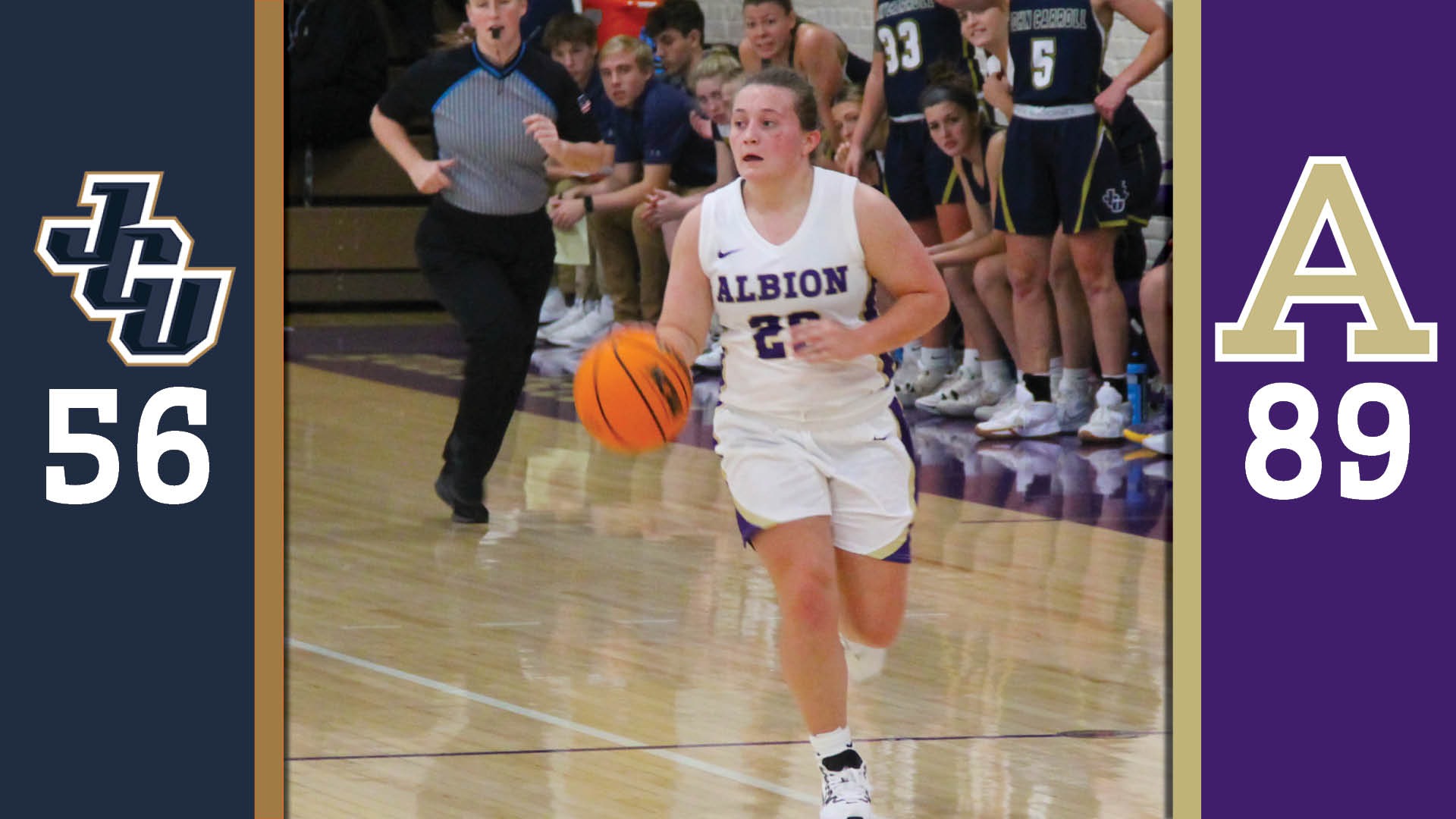 Ice Coled! Fifth year leads WBB to rout of John Carroll Albion College