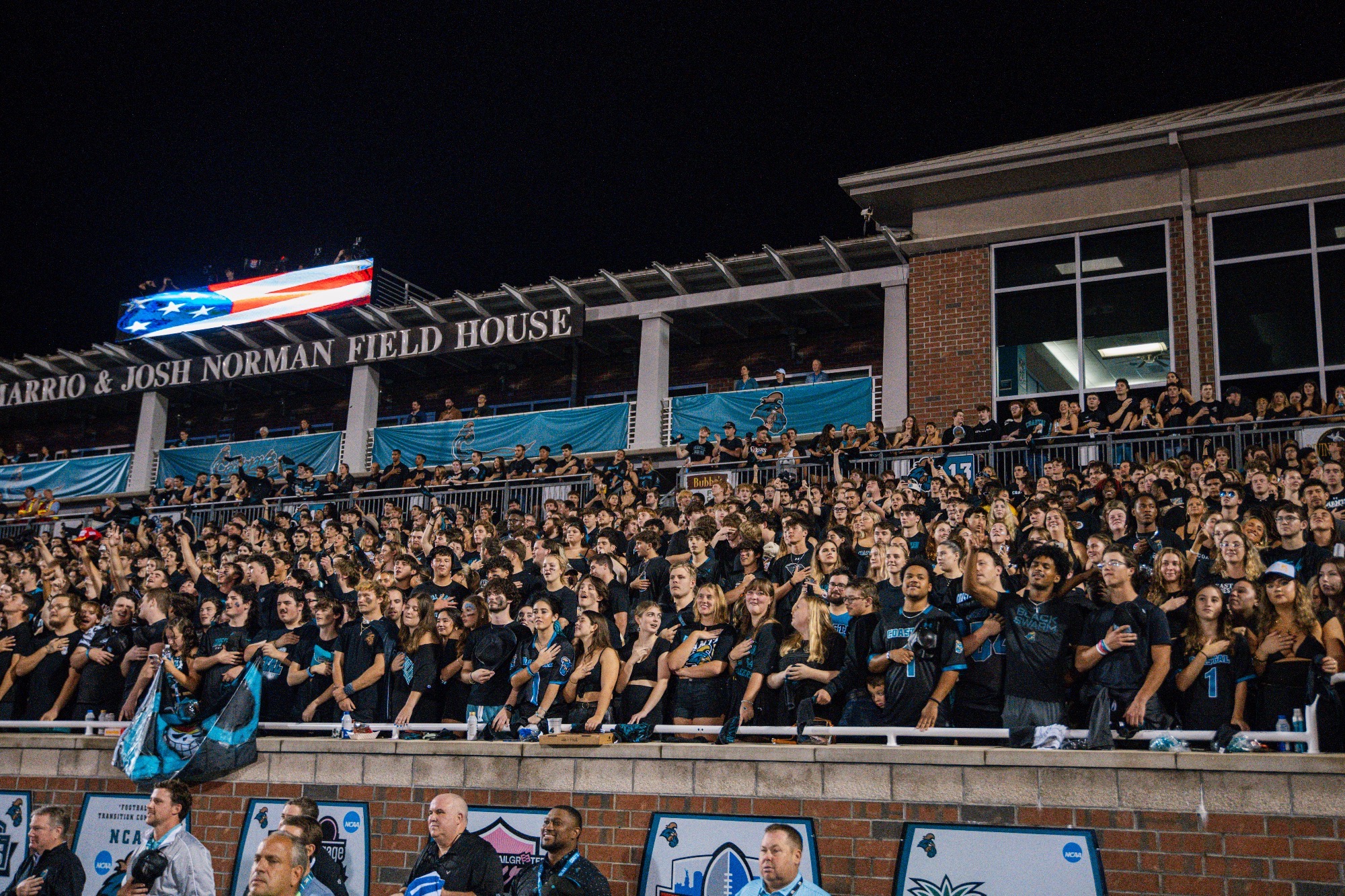 Student Section Stands For National Anthem At App State Game 