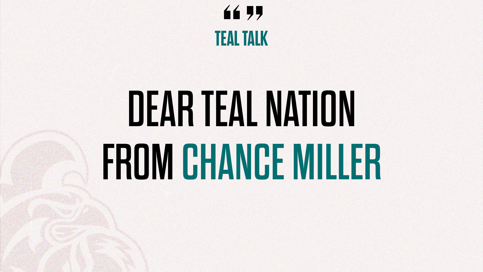 Dear Teal Nation 