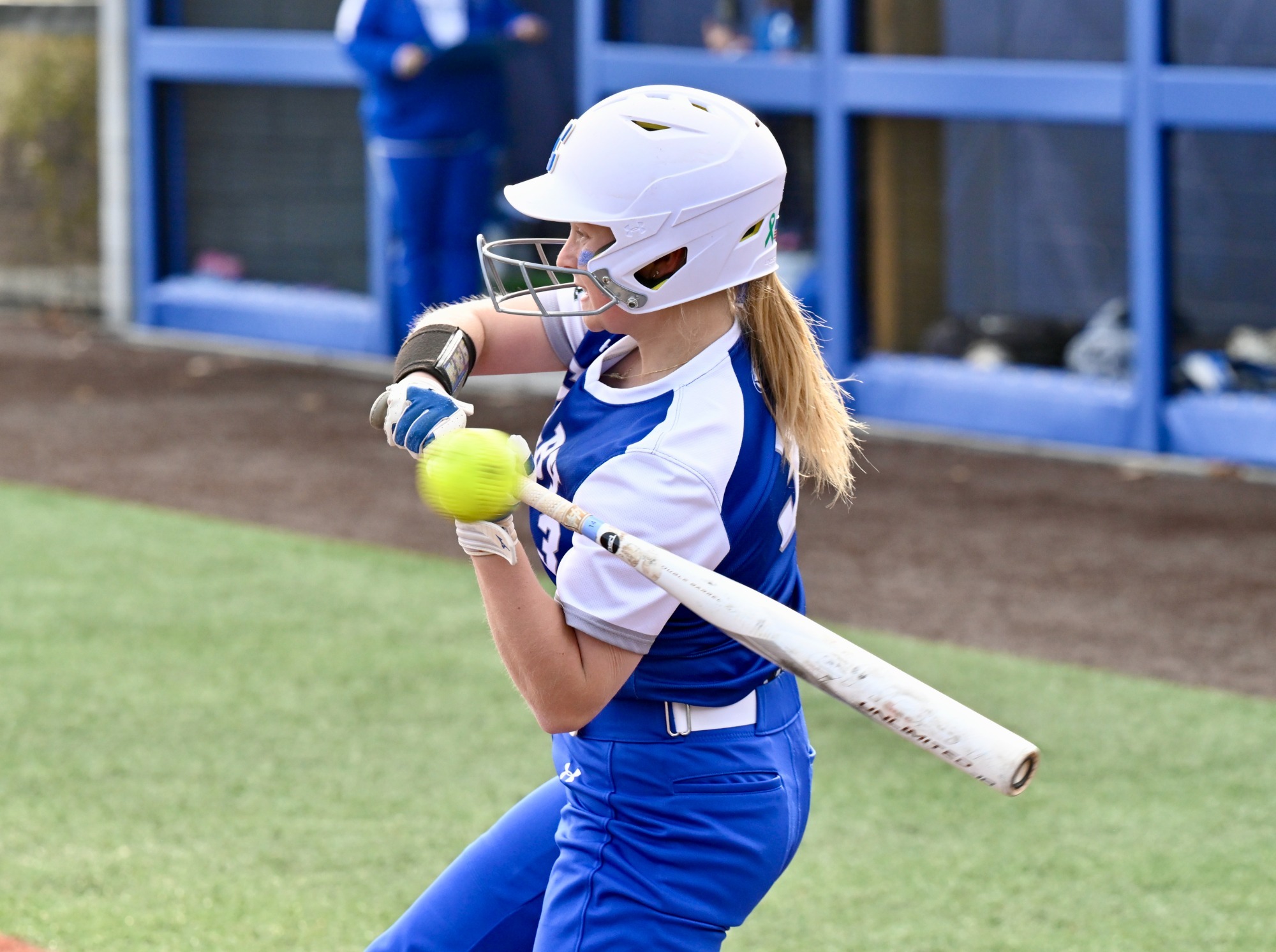 Erika MacLeod fights off inside pitch