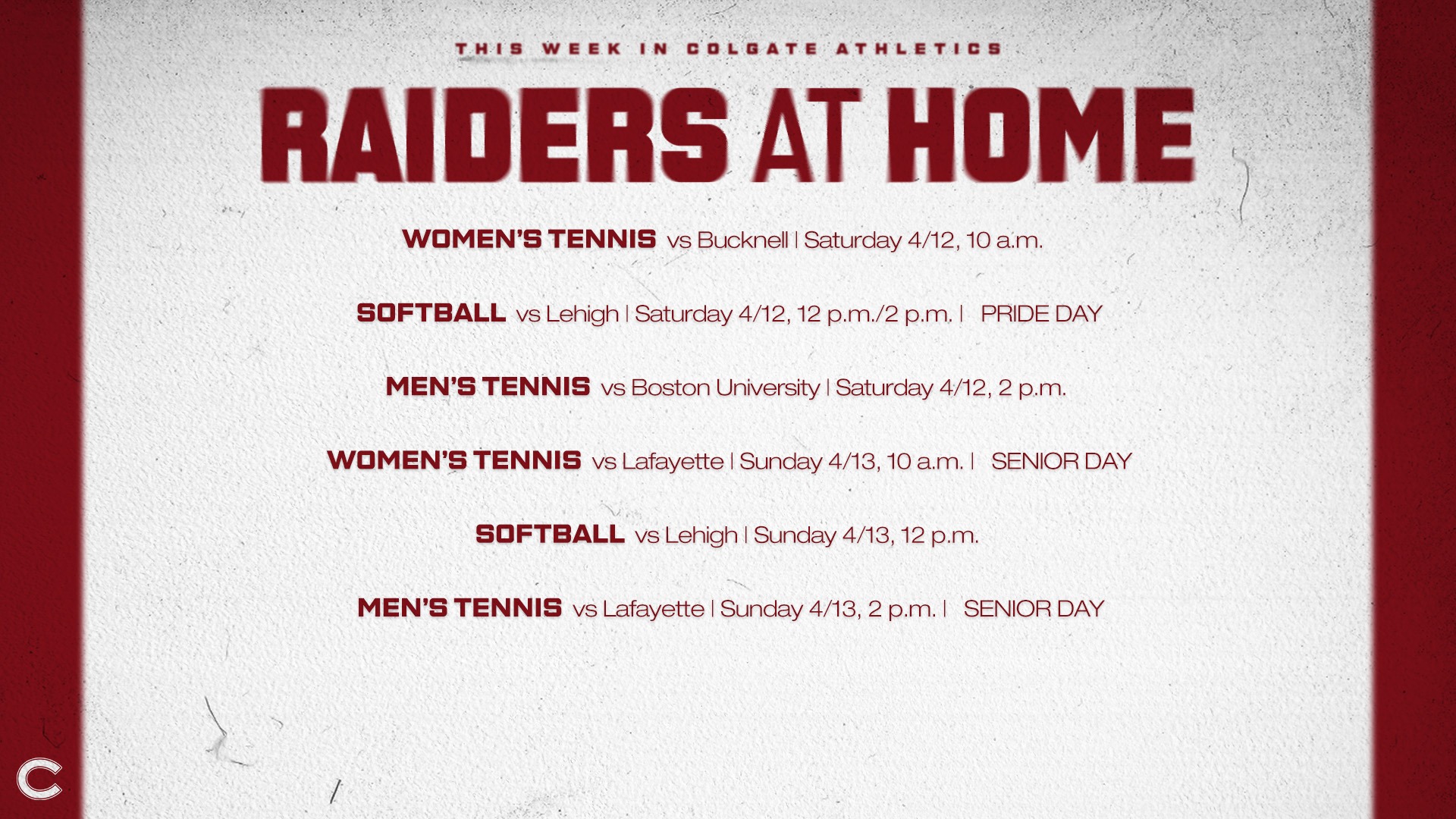 2025 Spring Schedules Announced for Colgate Athletics - Colgate ...