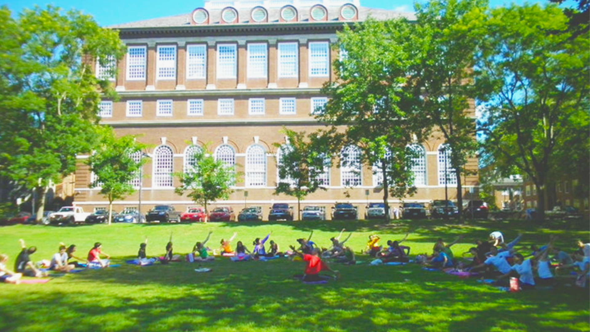 Yoga outside of Malkin Athletic Center