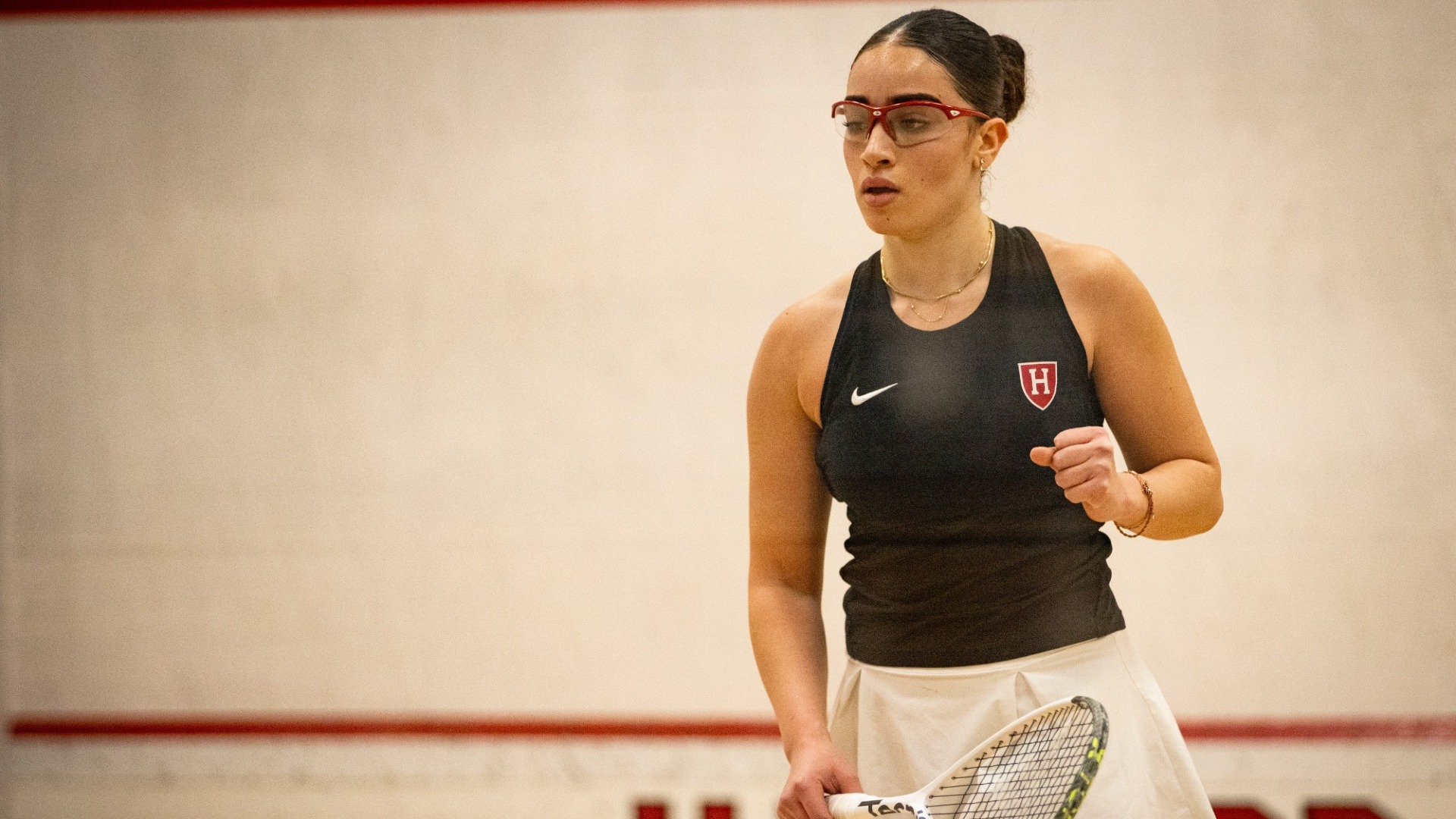 Jomana Ahmed celebrates a point win 