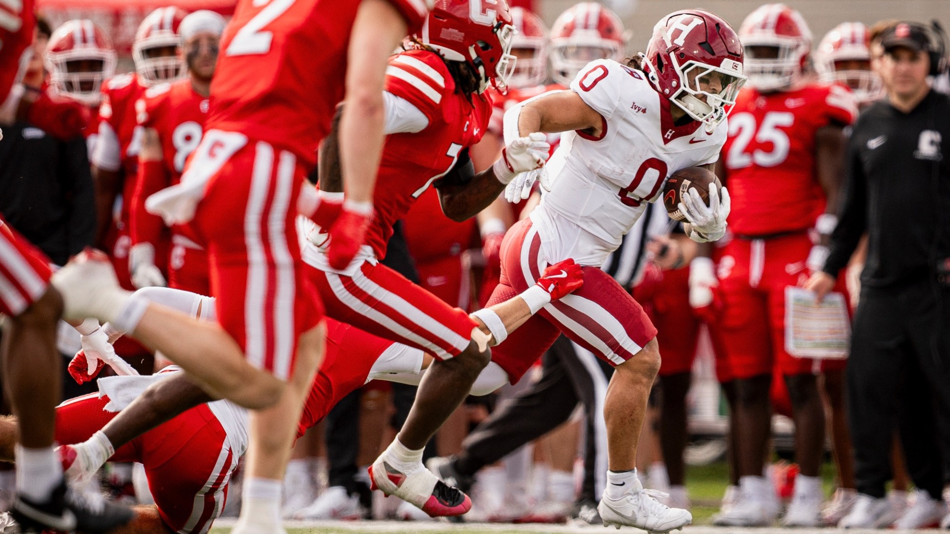 Xaviah Bascon Runs Past Cornell Defenders in Harvard's 41-29 Victory 