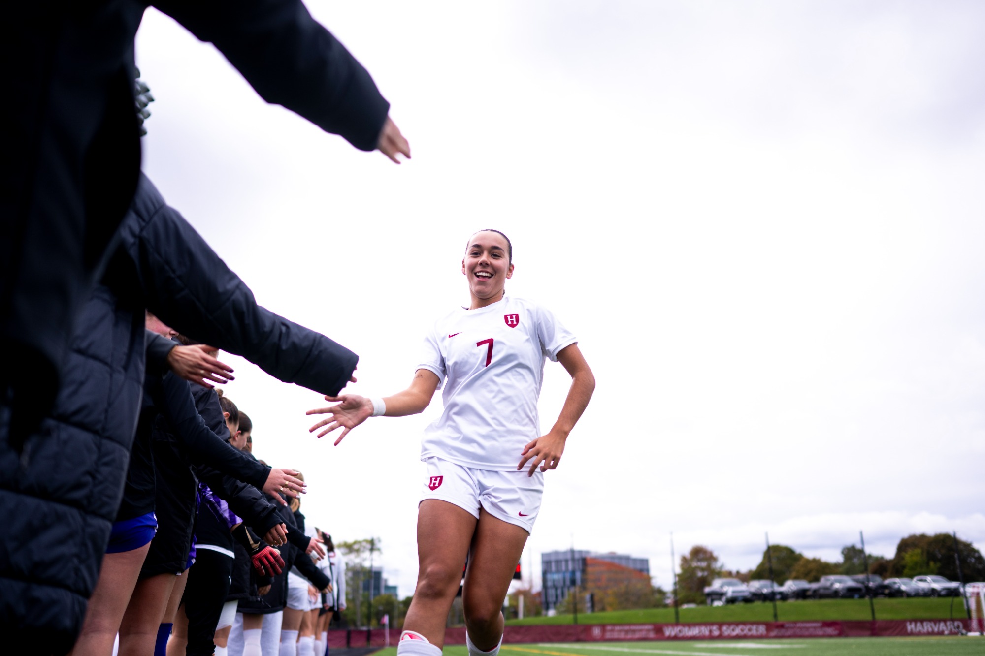Harvard Women's Soccer's Elsa Santos López in action on October 17, 2026, with warmup.