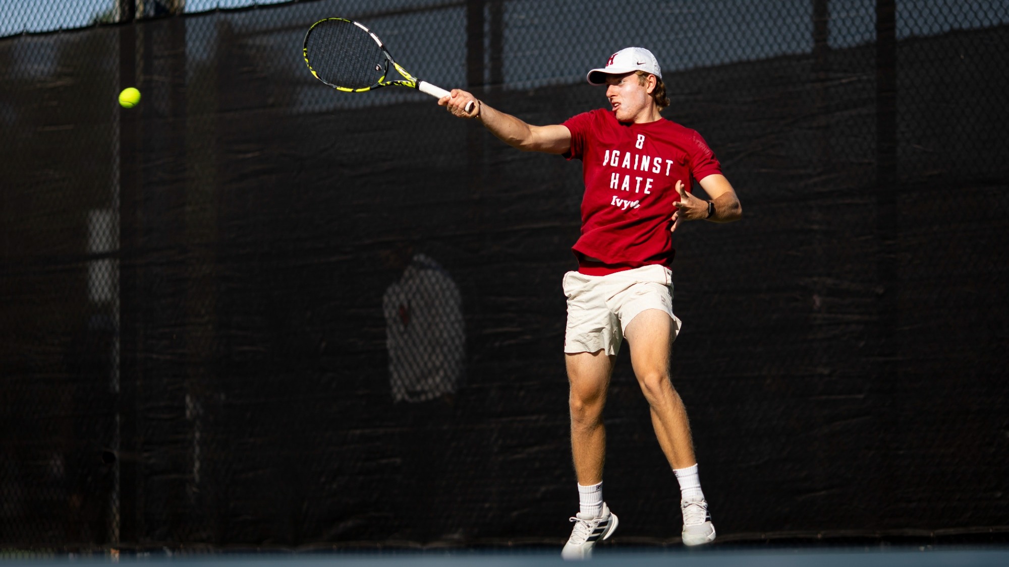 Harvard Men's Tennis's Nathan Blokhin in action during the ITA New England Regionals on October 10, 2026, with forehand.