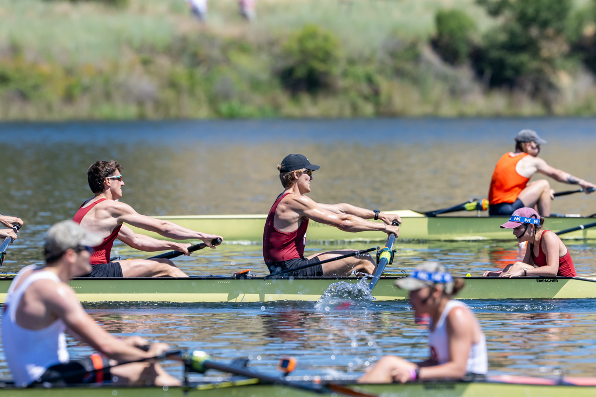 HUBC varsity two races at the IRA National Championship Regatta.