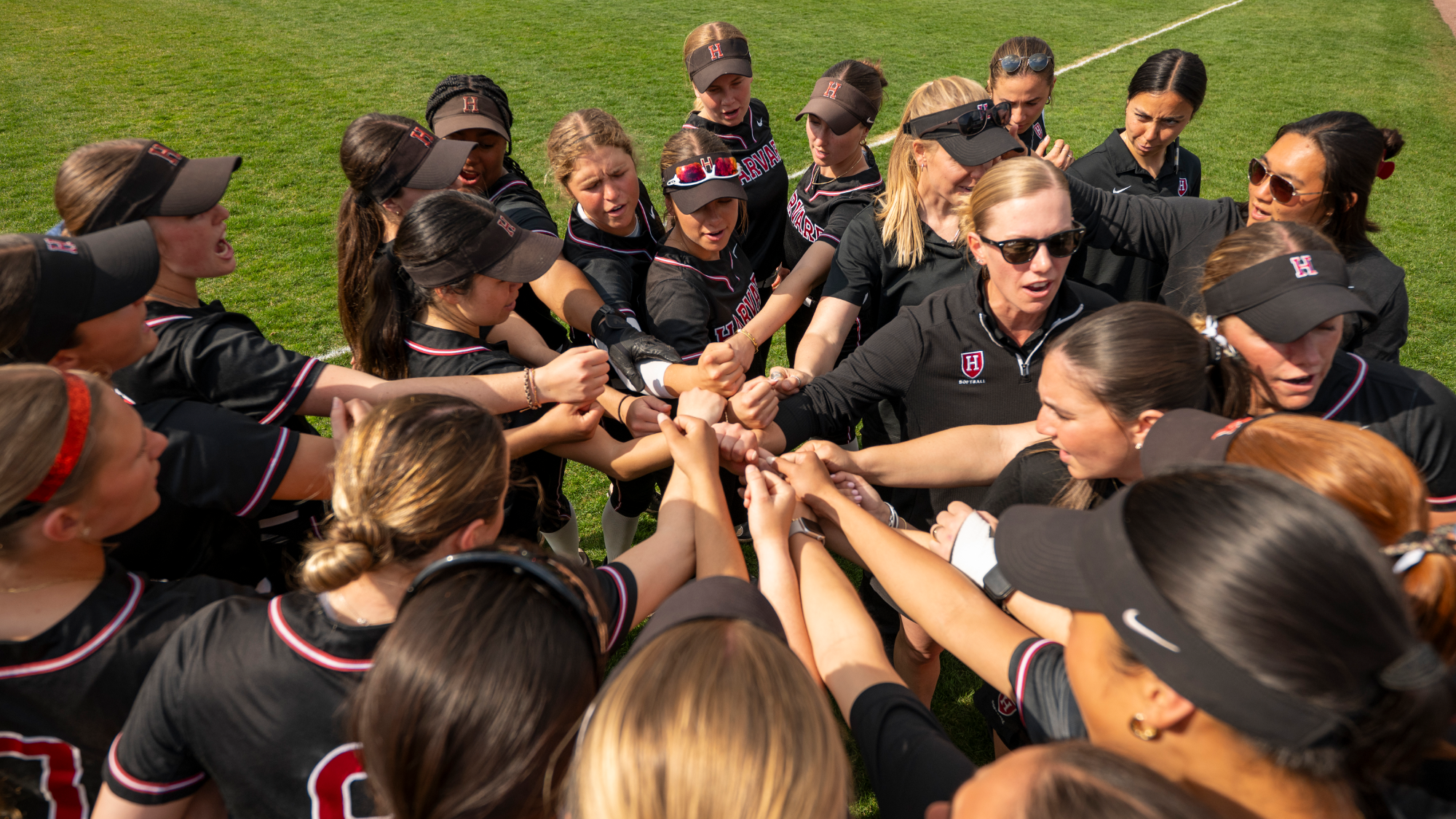 Softball pregame huddle