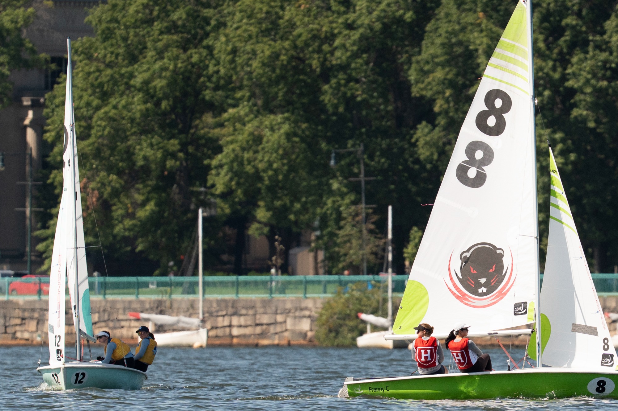 Harvard Sailing in action against Sailing Meet on September 12, 2026, with sail, crew, and action.