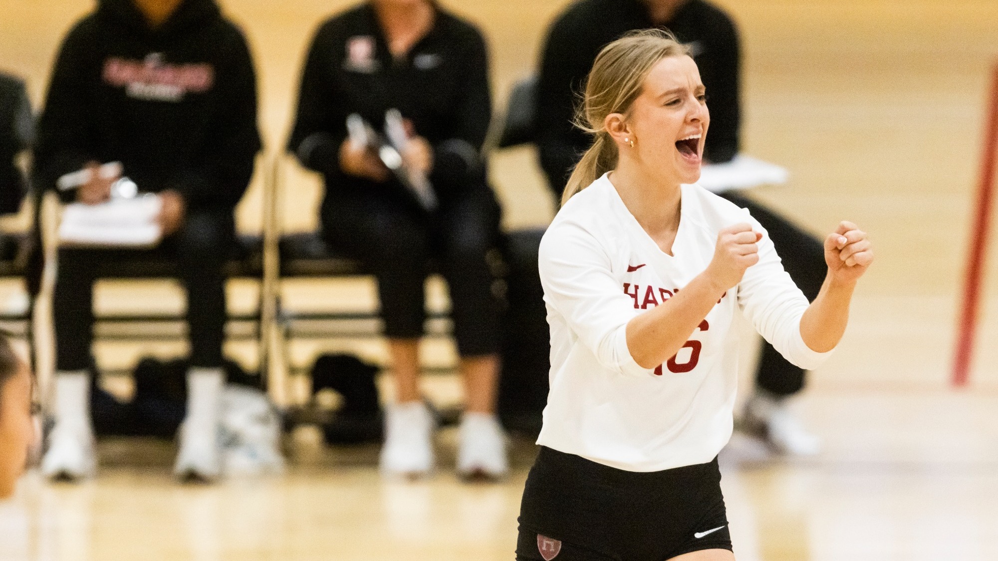 Yvette Easton celebrates vs Sacred Heart