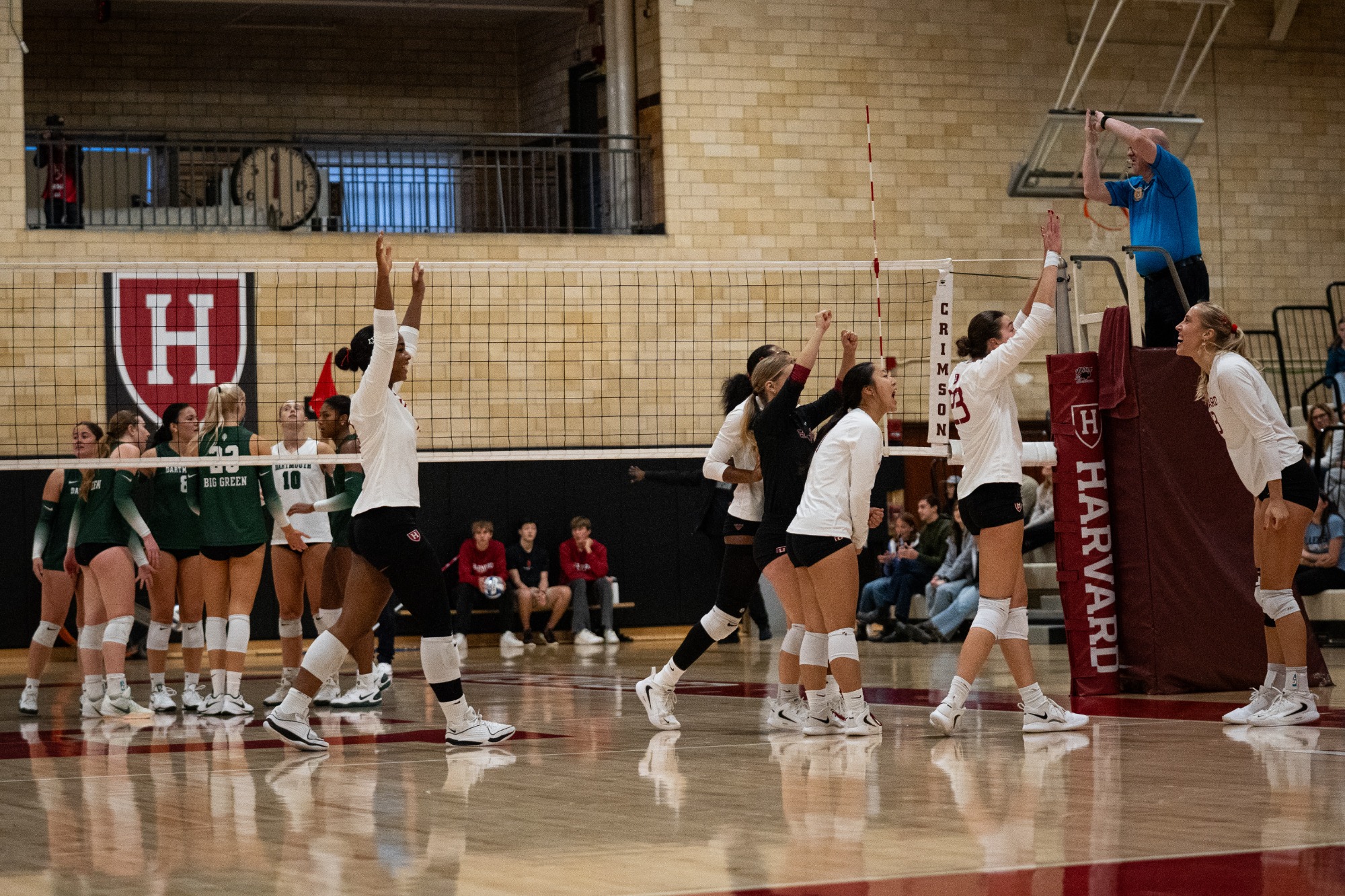 VBW match point celebration vs. Dartmouth