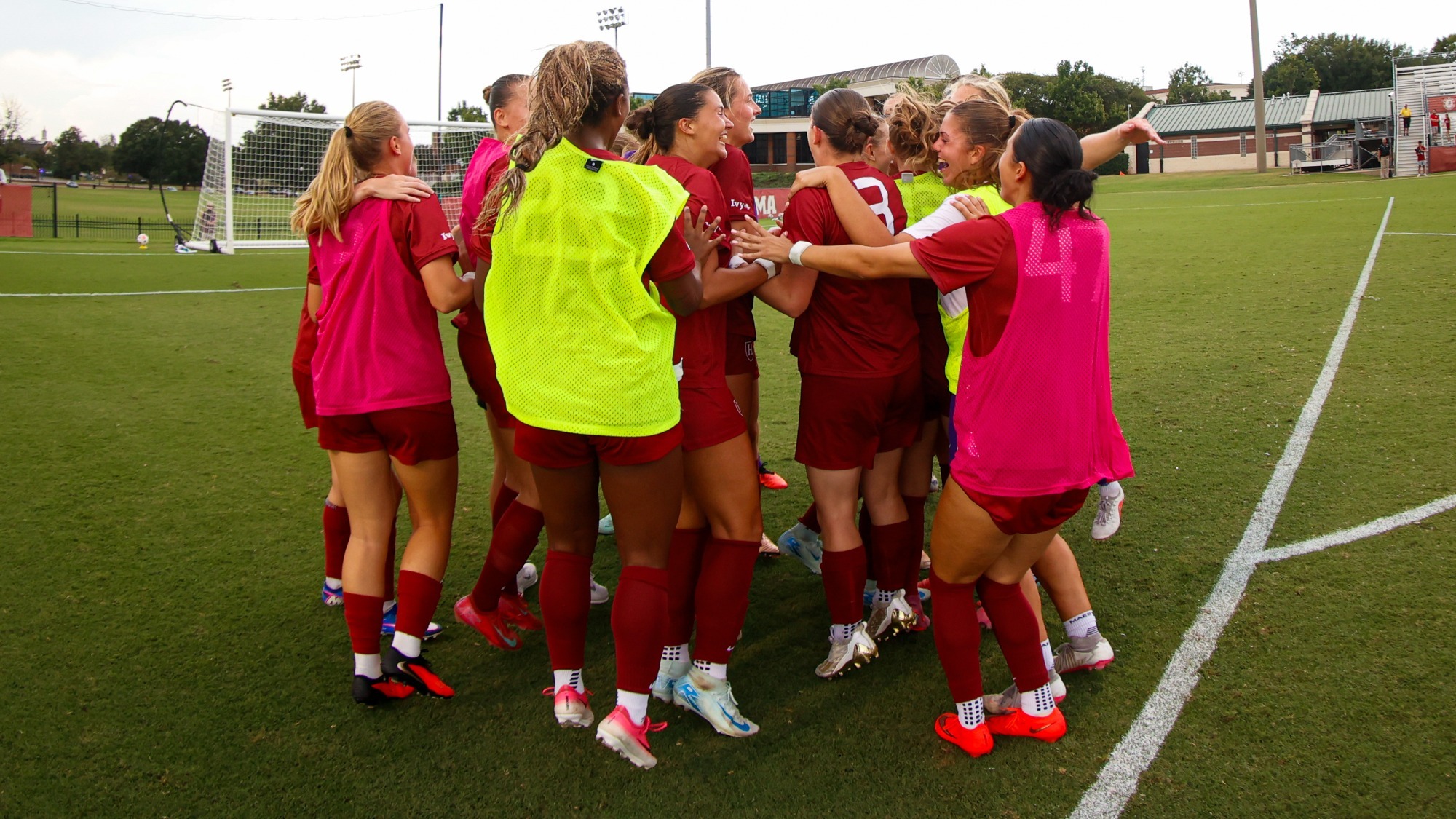Harvard women's soccer celebration versus Alabama