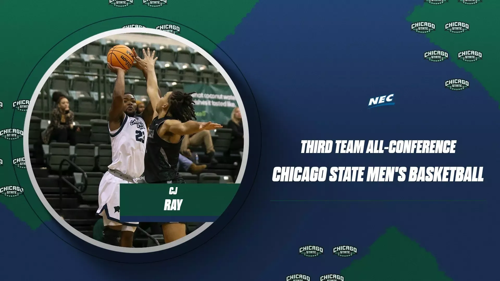 Men's Basketball Student Athlete CJ Ray named  to the NEC All Conference third team 