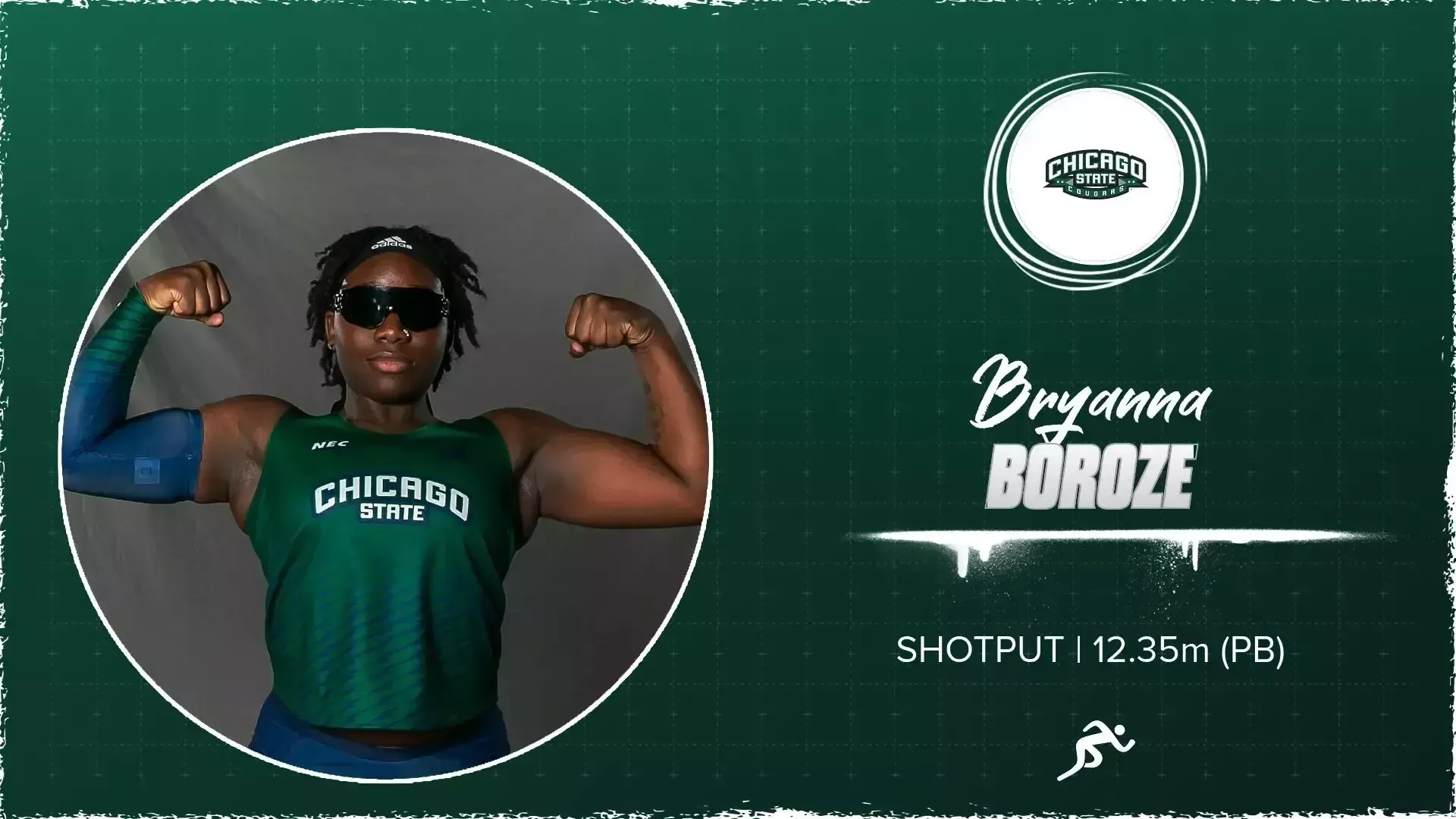 Track & Field Student Athlete Boroze pose for a highlight in the shot put event