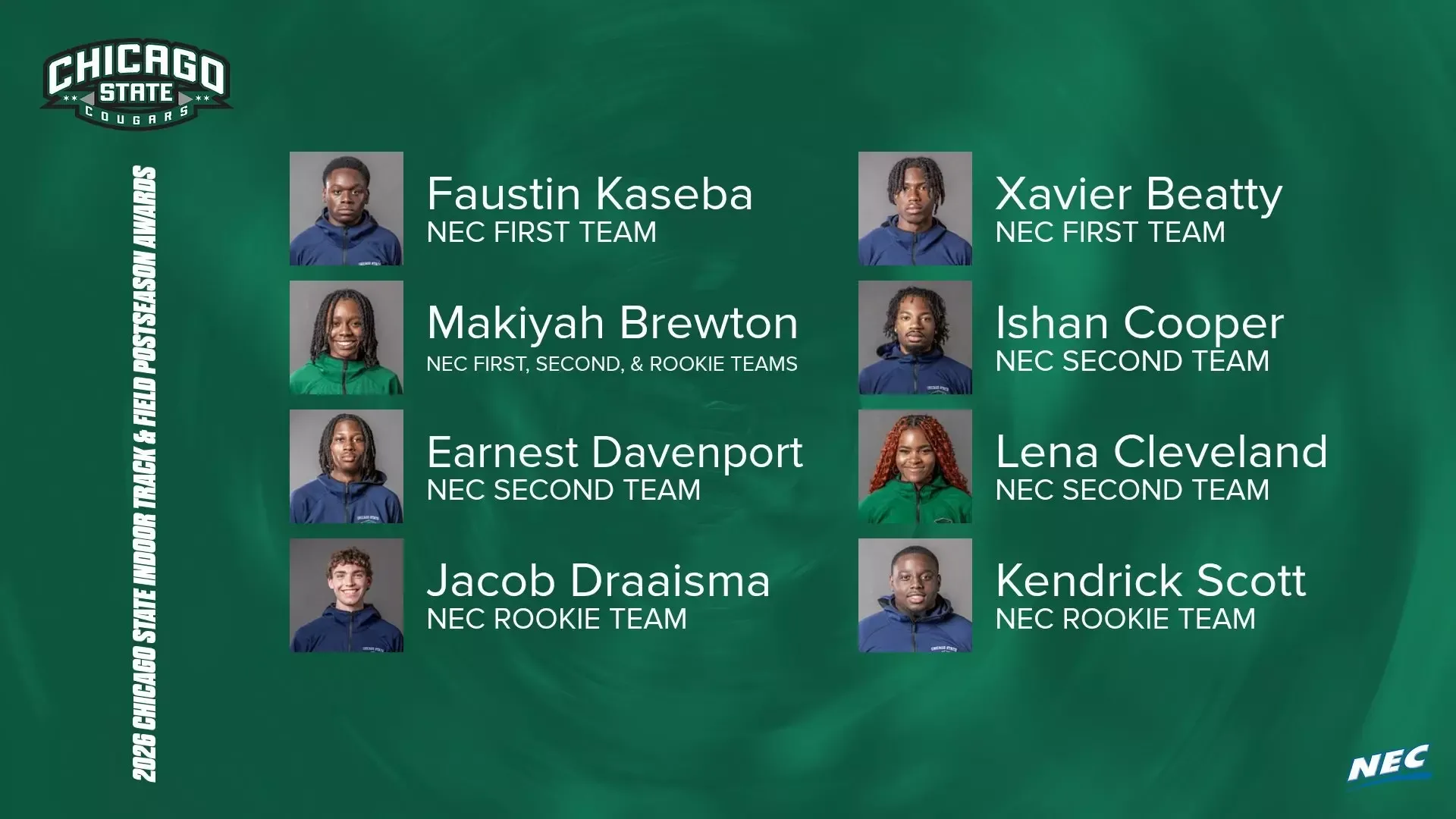 Track and Field Student Athletes Received NEC ITF Postseason Awards