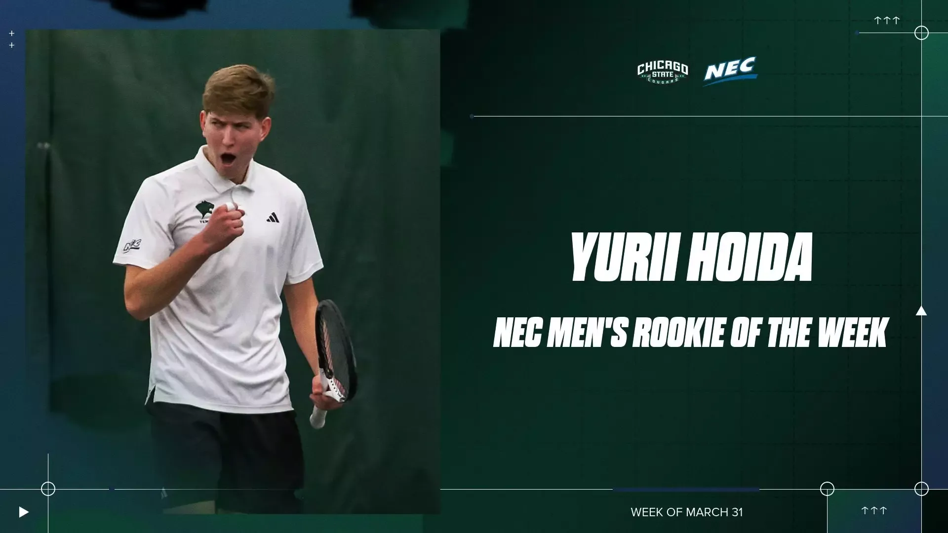 Tennis Student Athlete Yurii Hoida named NEC Player of the Week 
