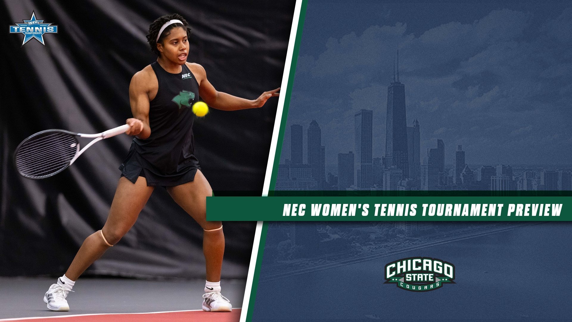 NEC Women's Tournament Preview Graphic featuring senior Danina Hughes