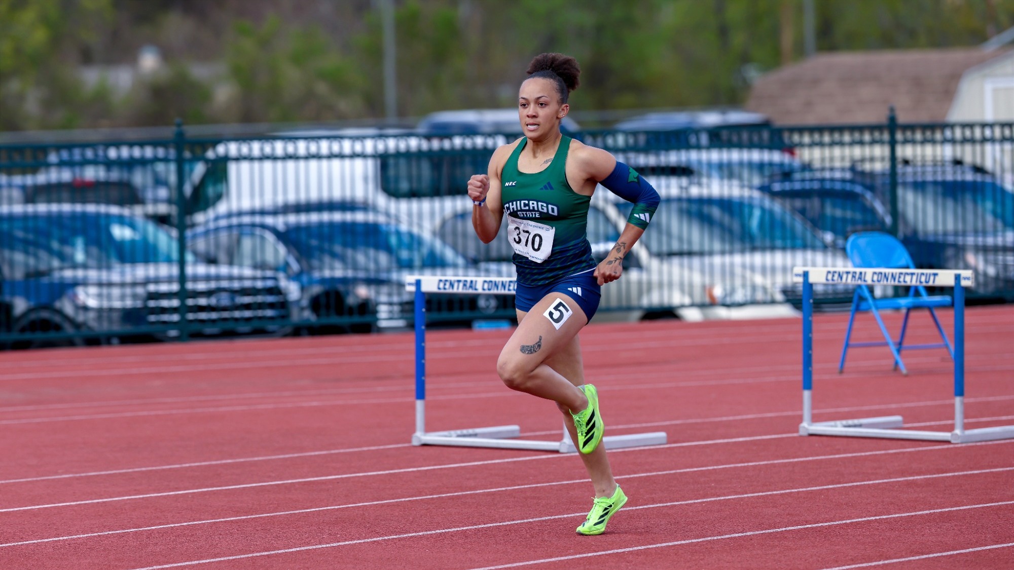 Katherine Thornton Competing in the 400 hurdles at the NEC Championships