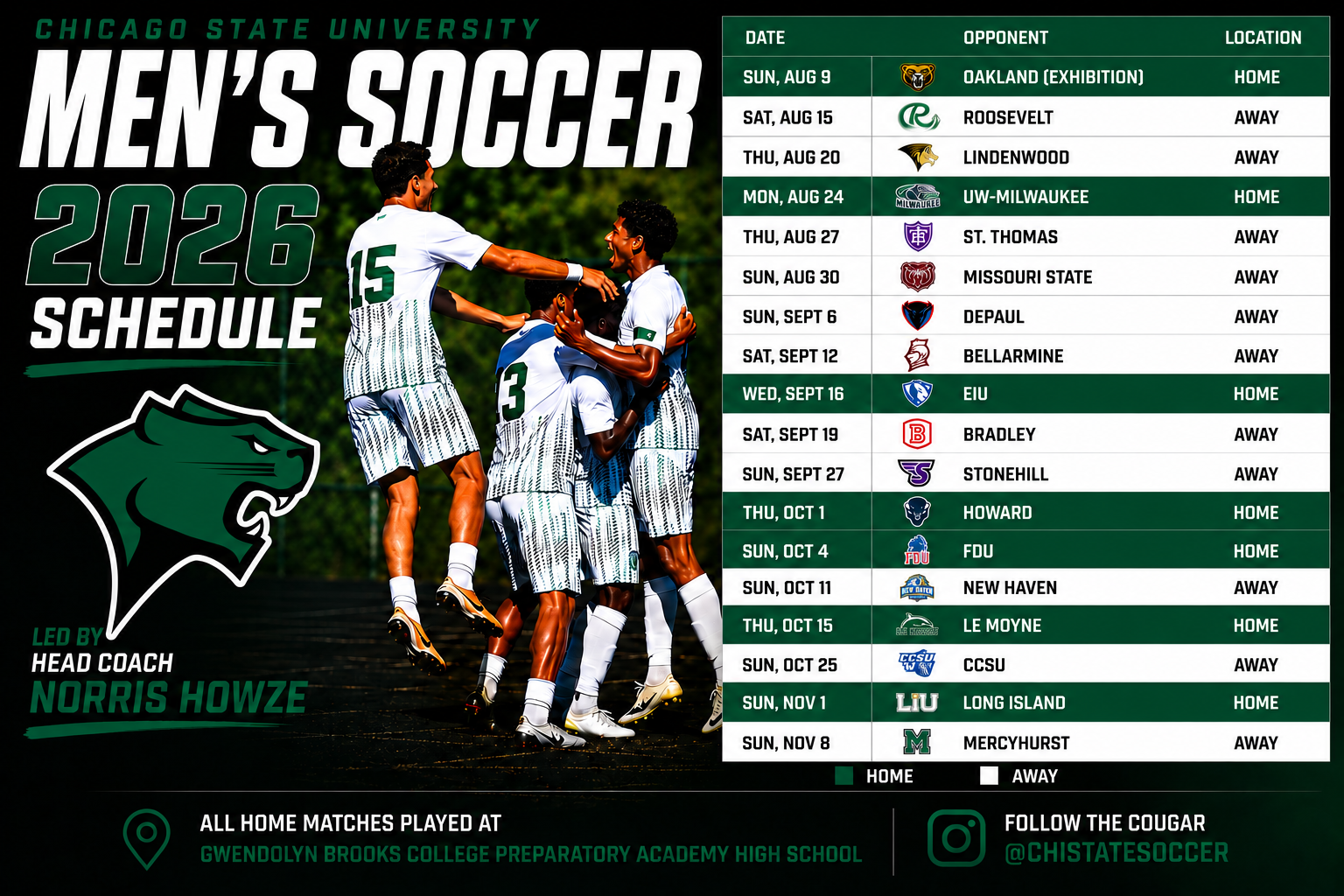 Men's Soccer Schedule 2026 season graphic 