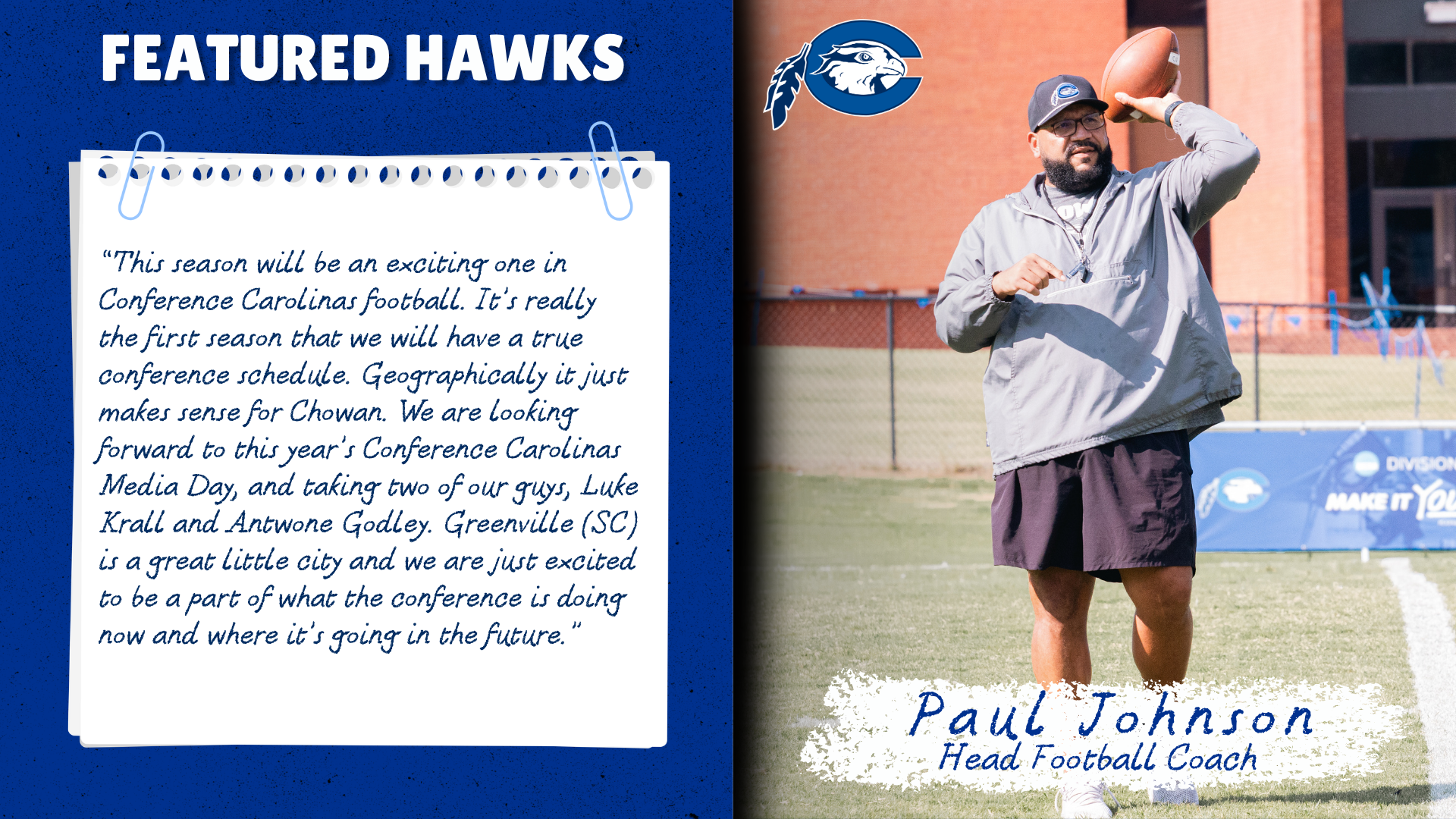 Paul Johnson Featured Hawks