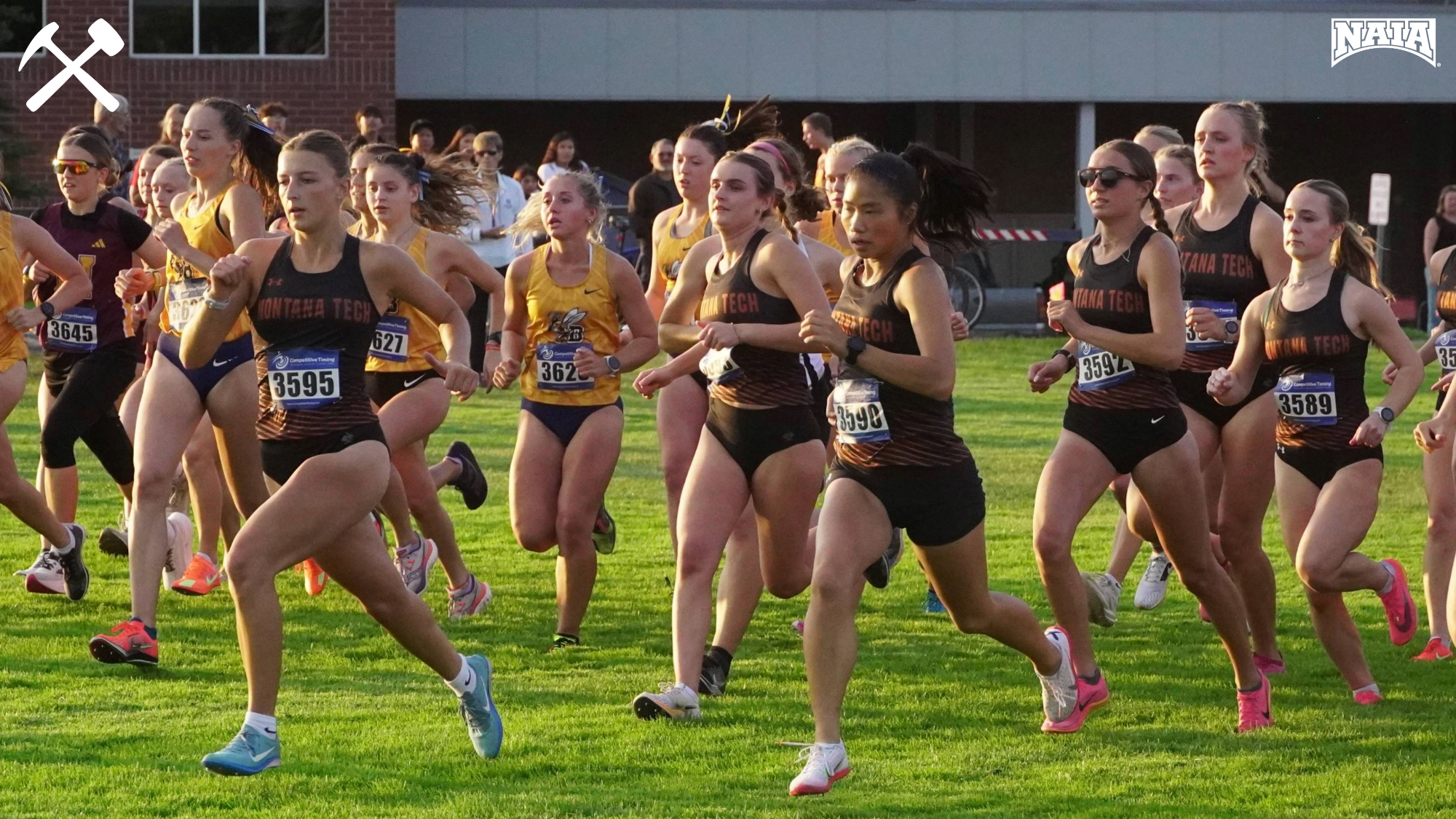 Montana Tech women's cross country runners start a race