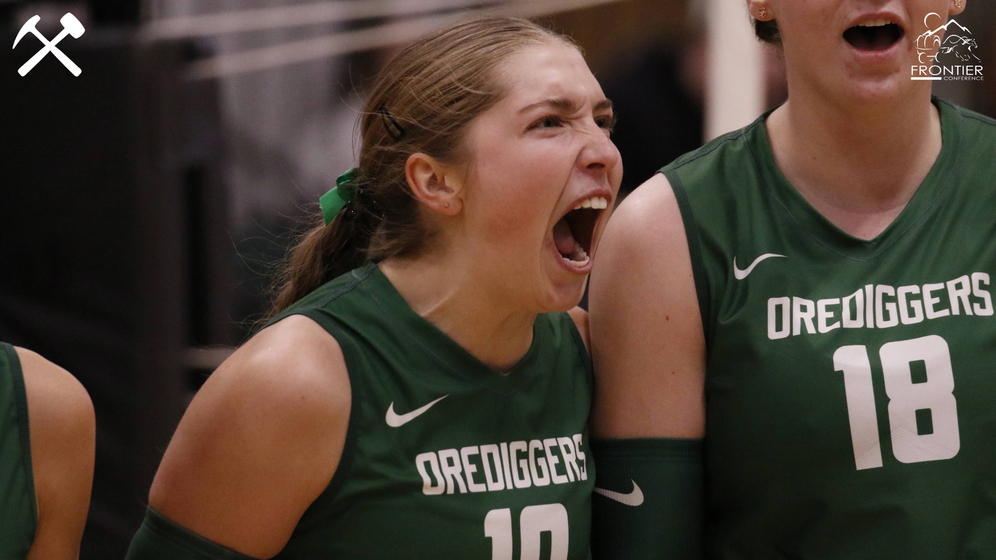 Payton Treadwell celebrates a Montana Tech volleyball point