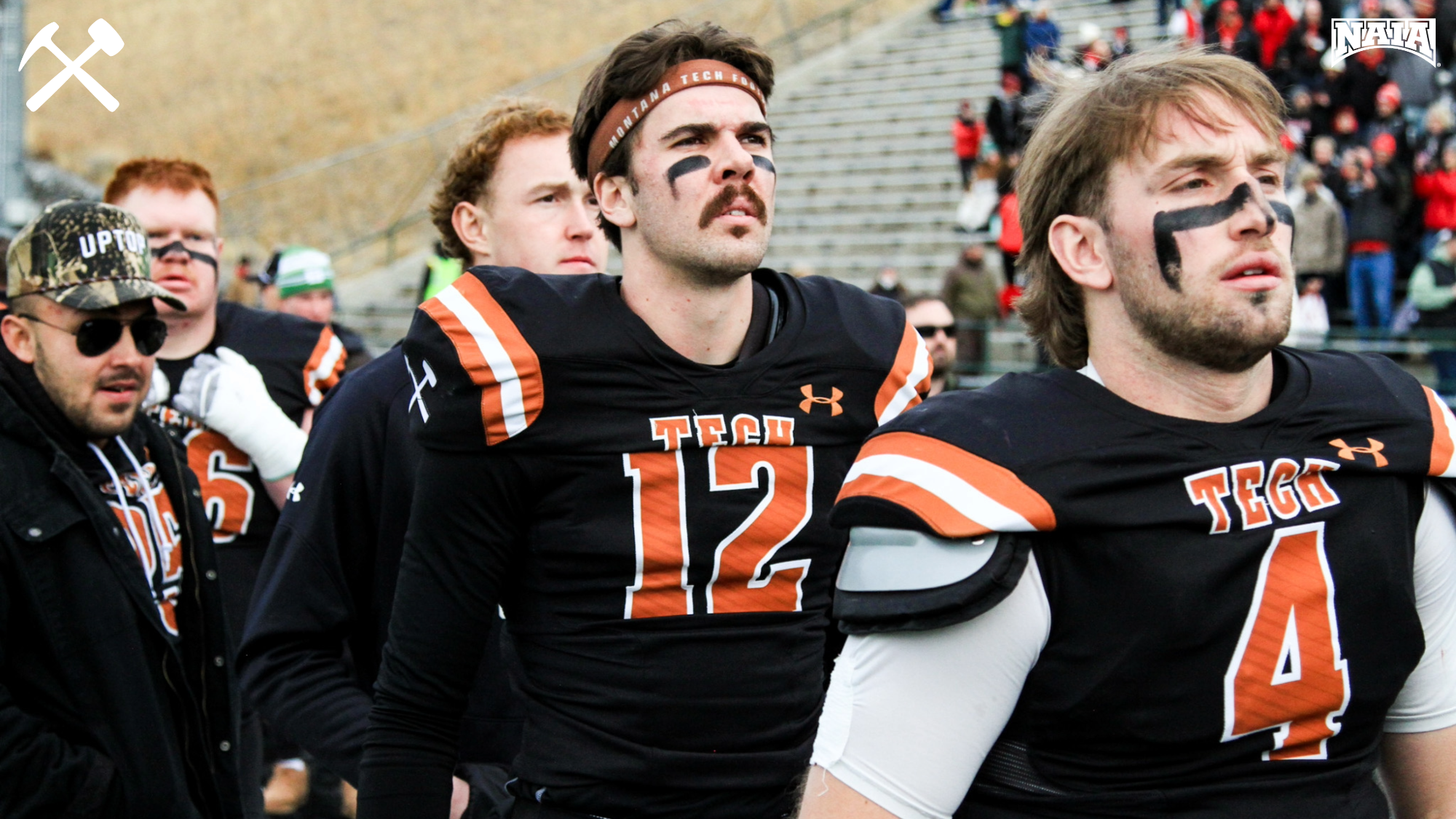 Justus Peterson stands for the national anthem prior to a Montana Tech football game