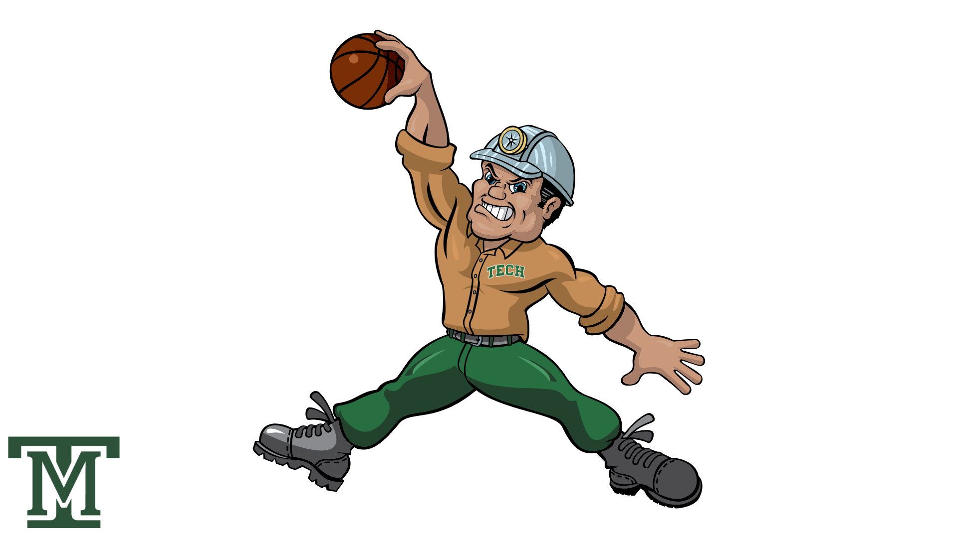 Animated image of Charlie Oredigger dunking a basketball over white background