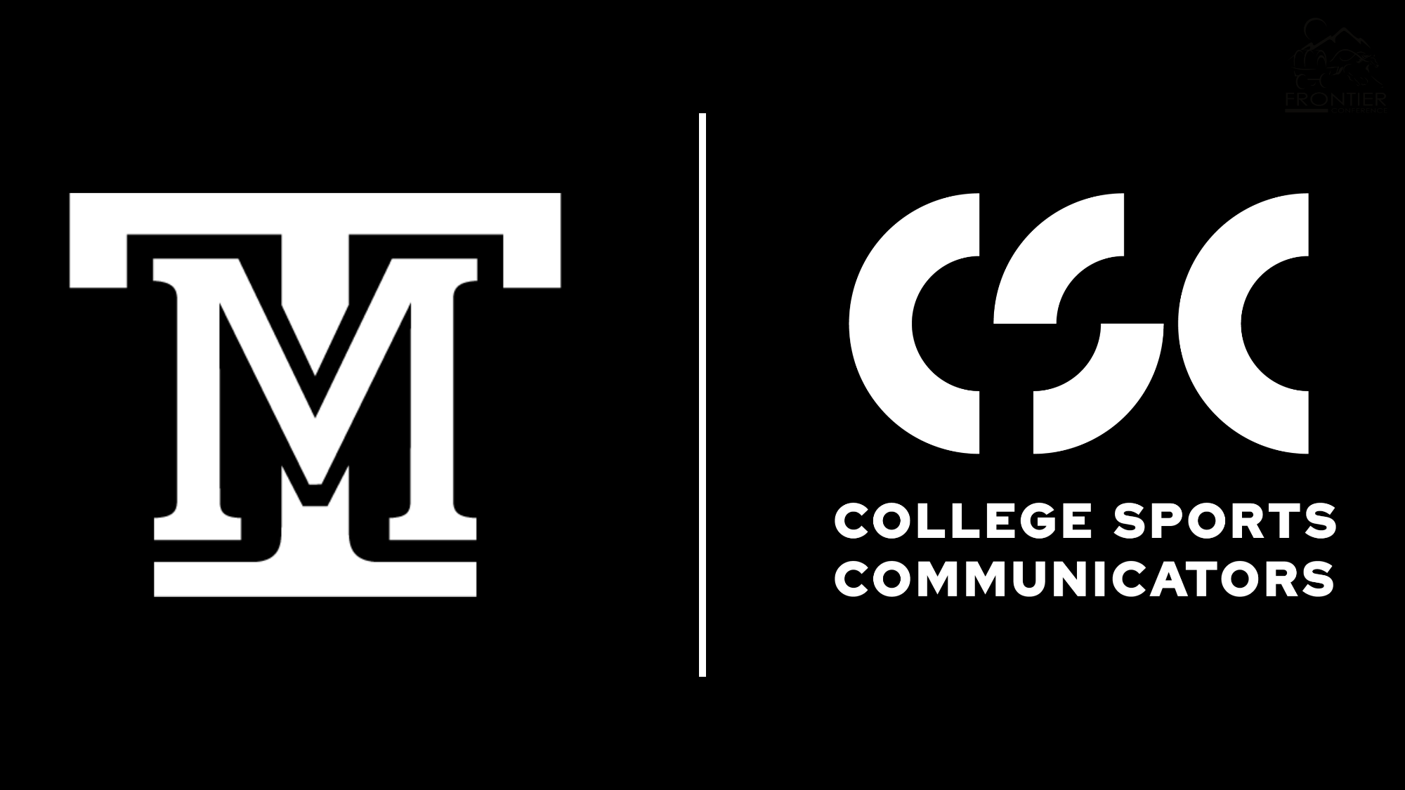 White editions of the Montana Tech and CSC logos on black background