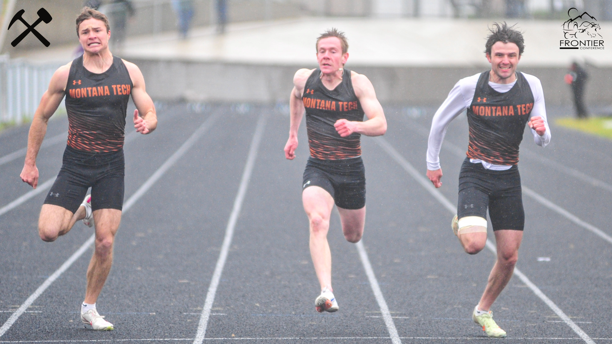Montana Tech men's sprinters competing in a race