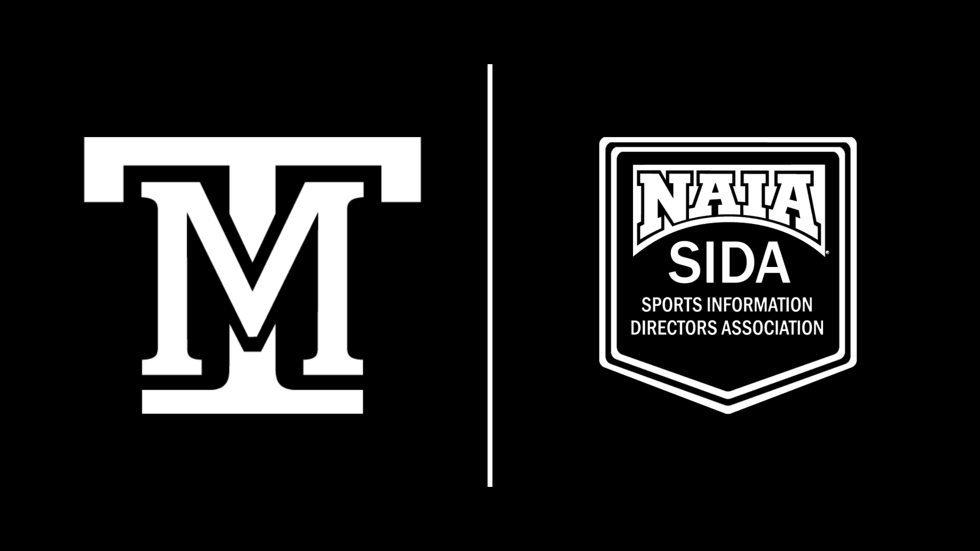 MT NAIA-SIDA logo lockup in white on black background