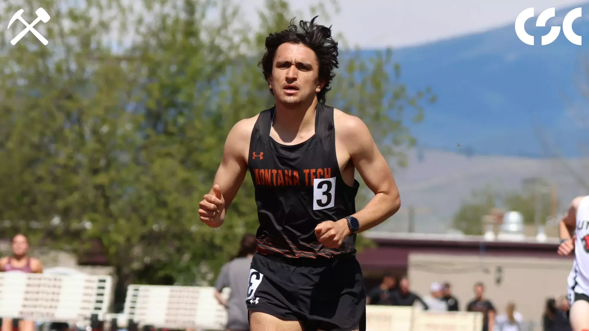 Jacob Sriraman running in a distance race for Montana Tech