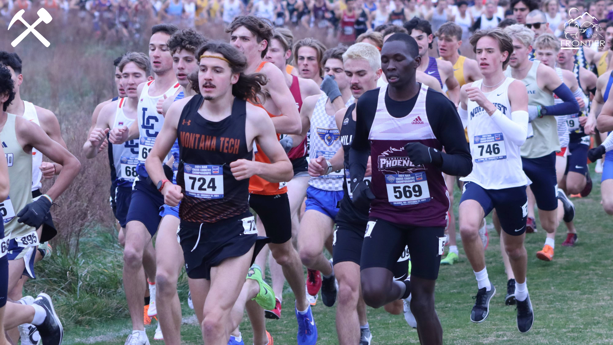 Ben Zerr running at NAIA men's cross country nationals in 2024
