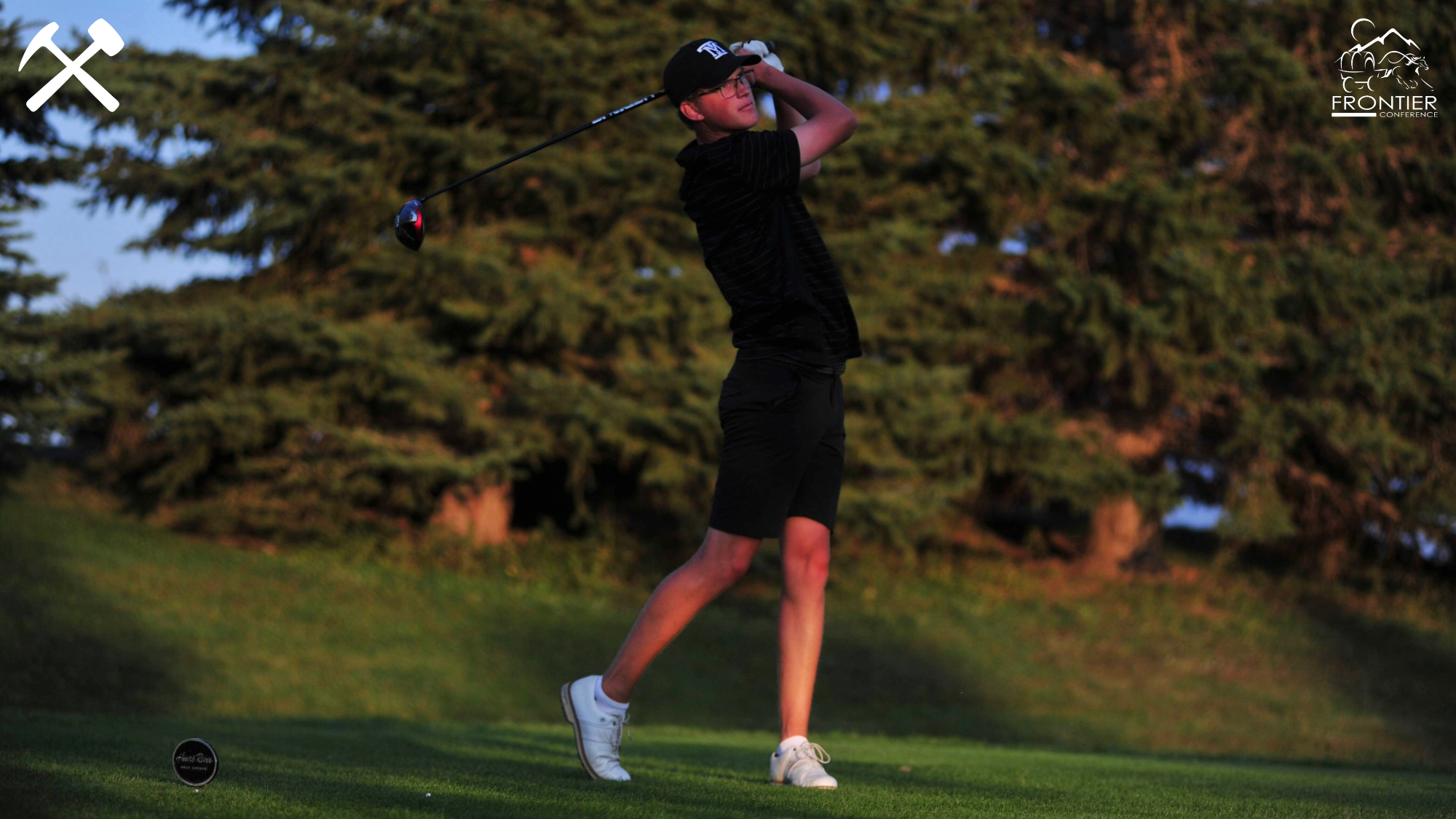 Carson Hupka watched a drive fly during a golf tournament