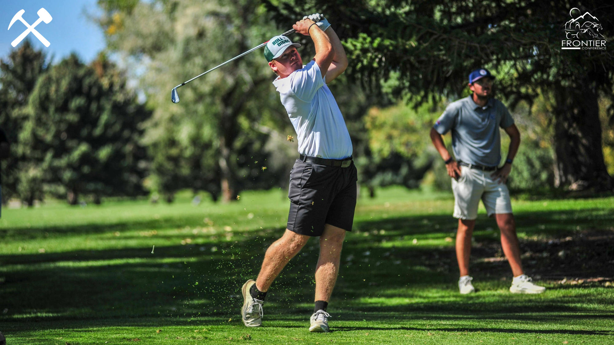 Colin Wade follows through on a tee shot in a golf tournament