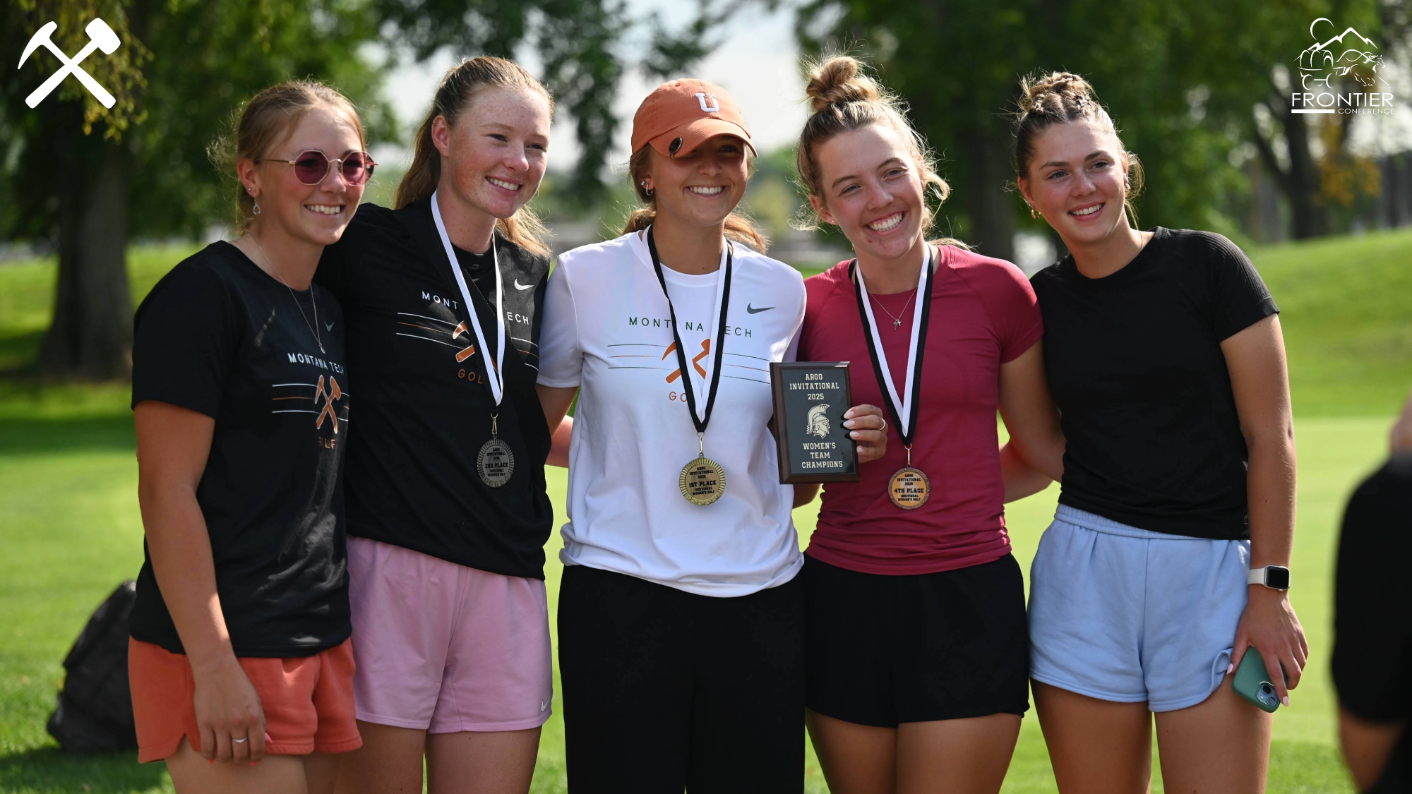 Montana Tech's women's golf team poses with the Providence Invitational trophy