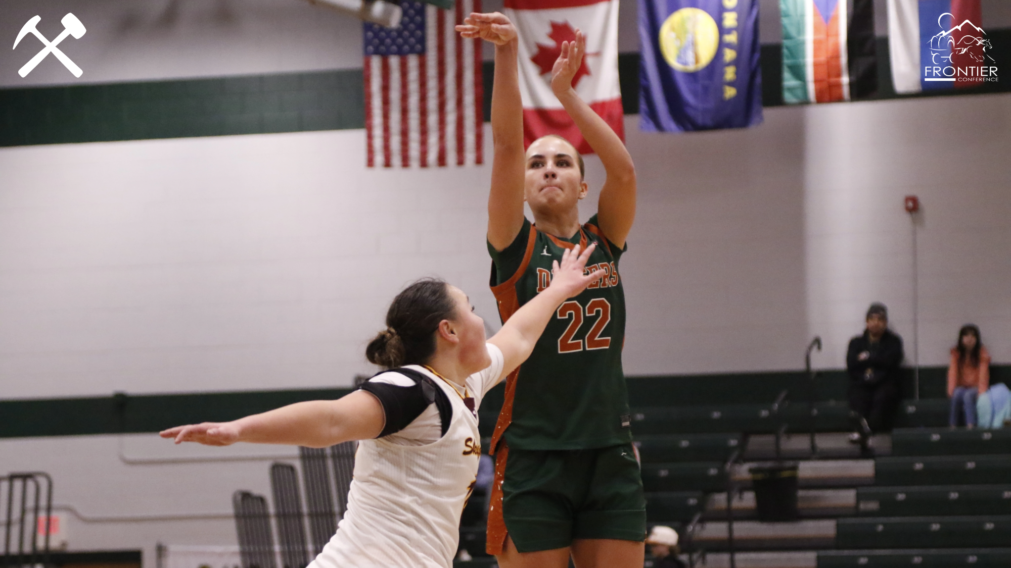 Brooke Badovinac follows through on a jump shot during a Montana Tech women's basketball game