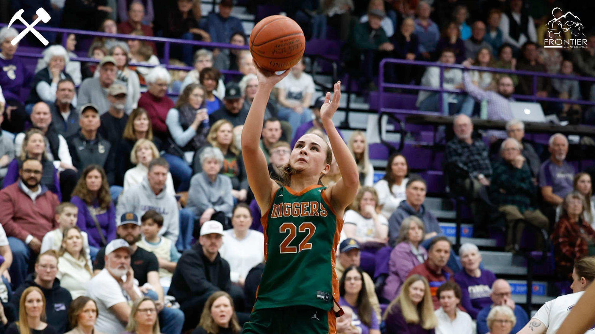 Brooke Badovinac shooting the basketball in a Montana Tech women's game