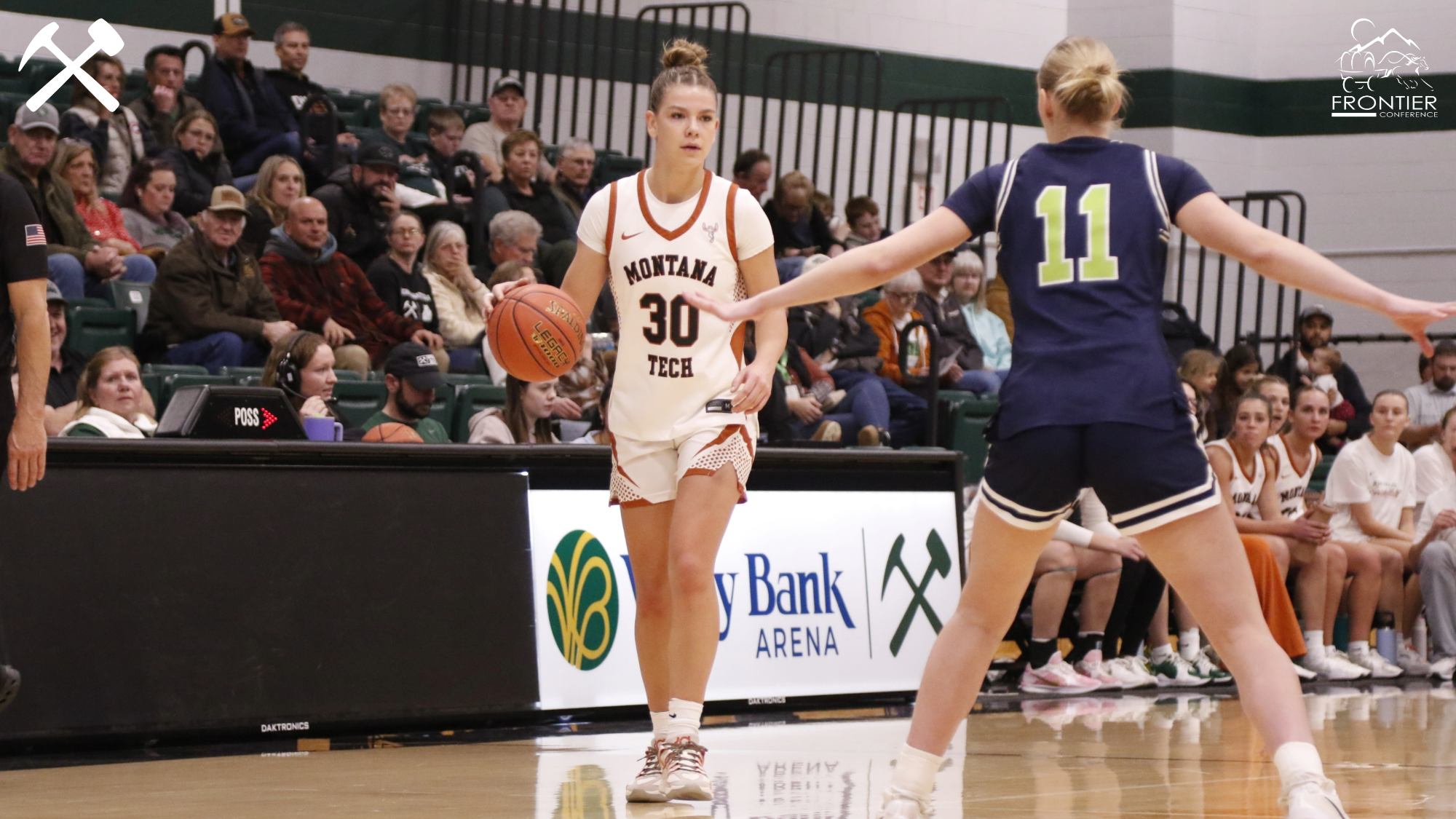 Liv Wangerin handles the ball during a Montana Tech women's game