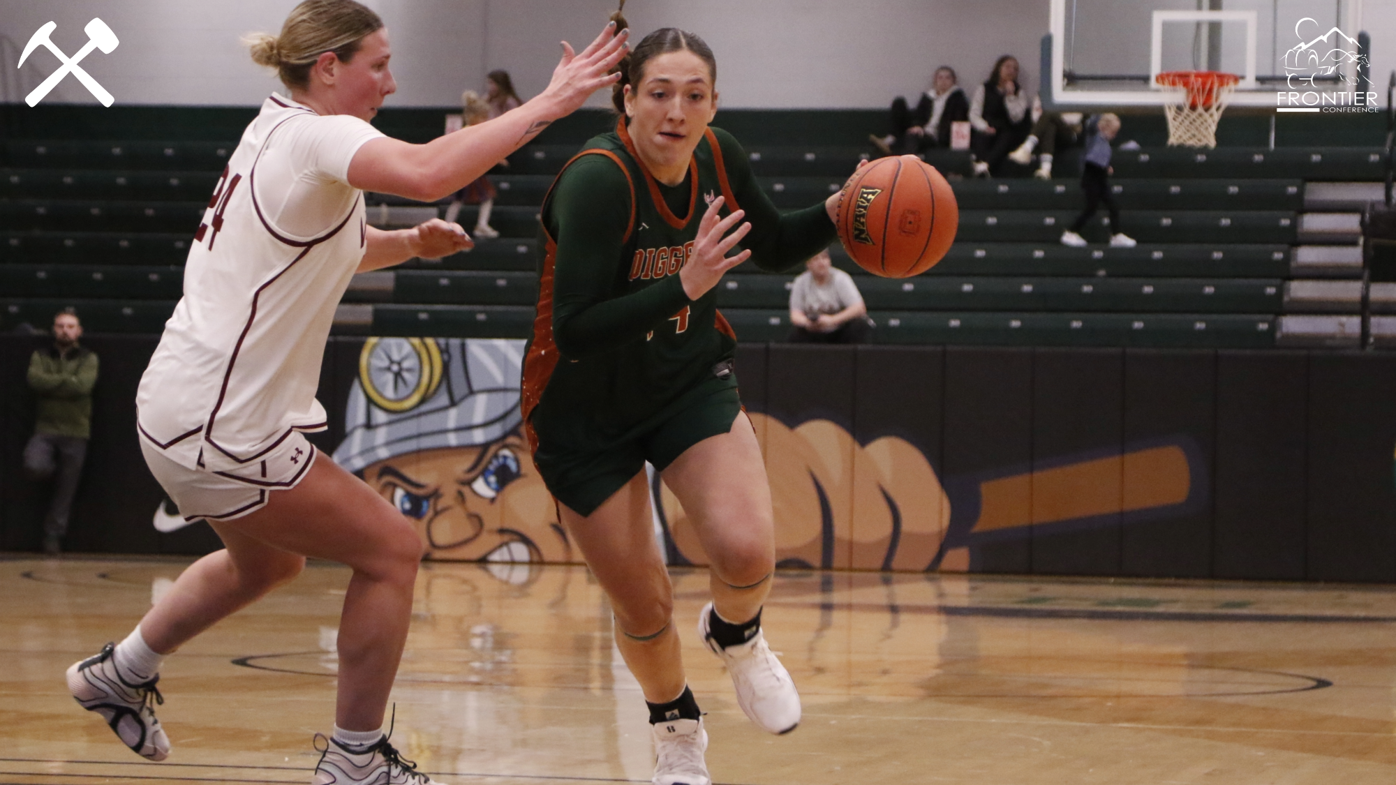 Hadley Humpherys playing in an Montana Tech women's bsaketball game