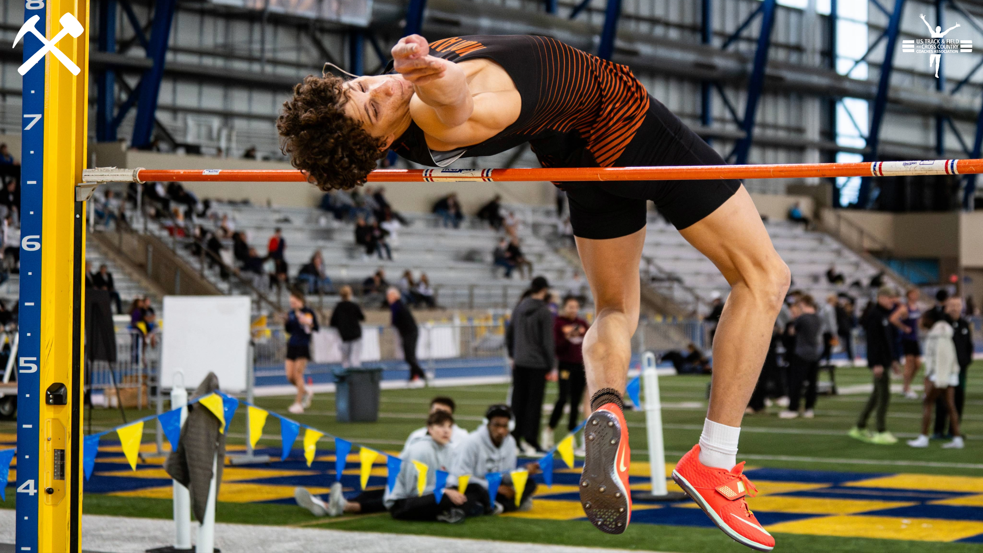 Ricky Williams clears the high jump bar during a Montana Tech indoor track & field meet